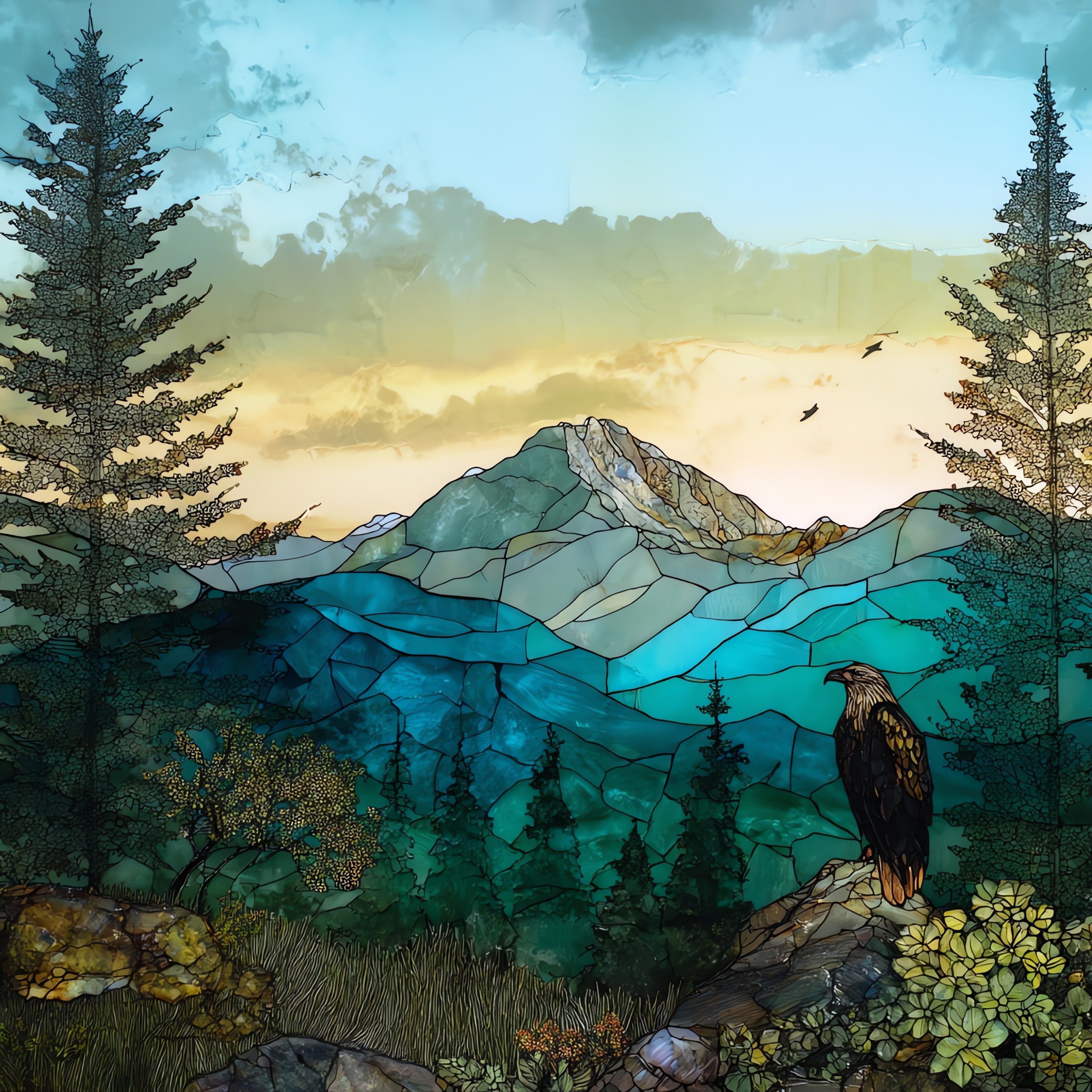Eagle Mountain summit — ceramic art tile