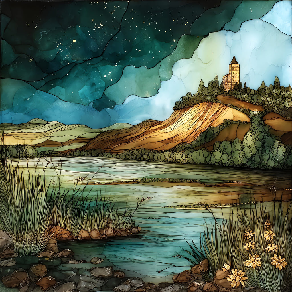the Mississippi River bluff — ceramic art tile