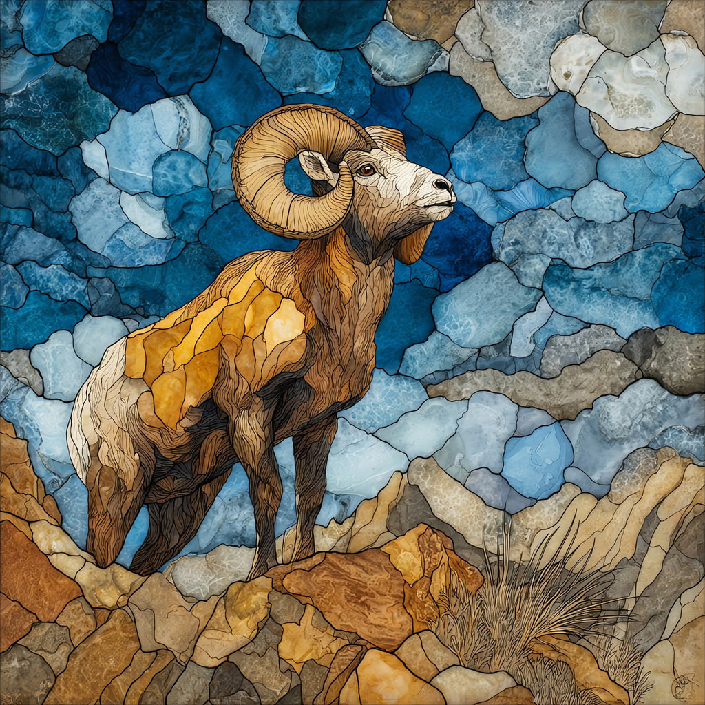 a bighorn sheep on — ceramic art tile