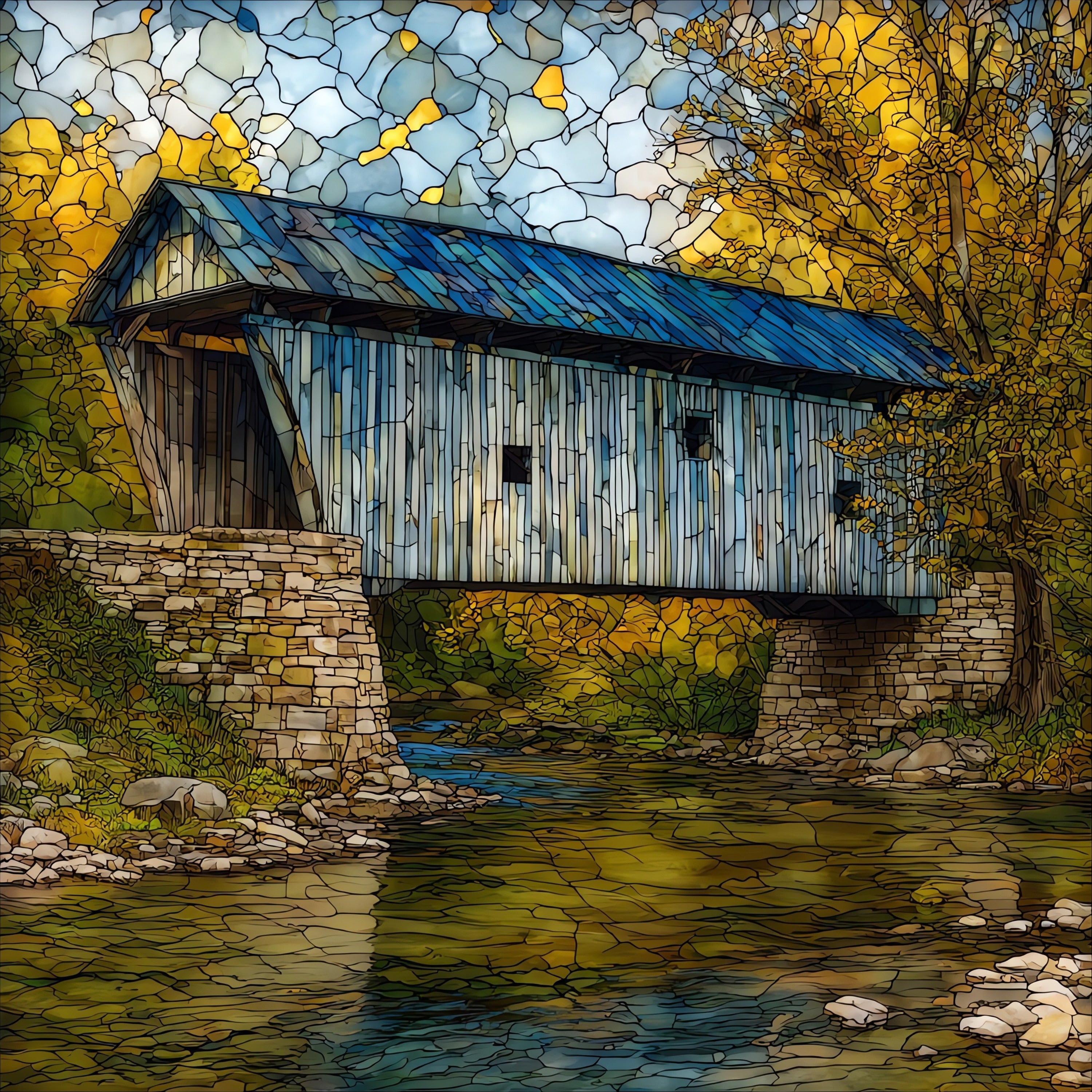 Roseman Covered Bridge — ceramic art tile