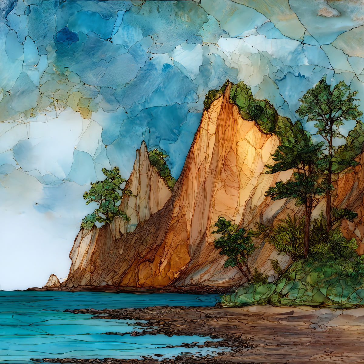 the Mohegan Bluffs Block — ceramic art tile