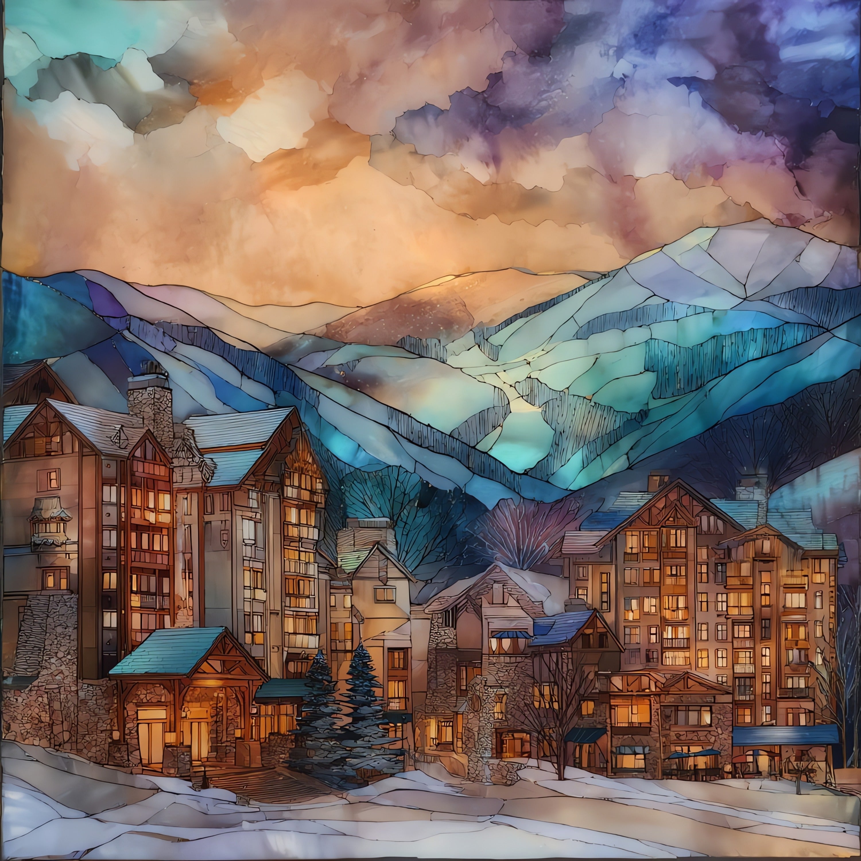 Smugglers' Notch Resort base village — ceramic art tile