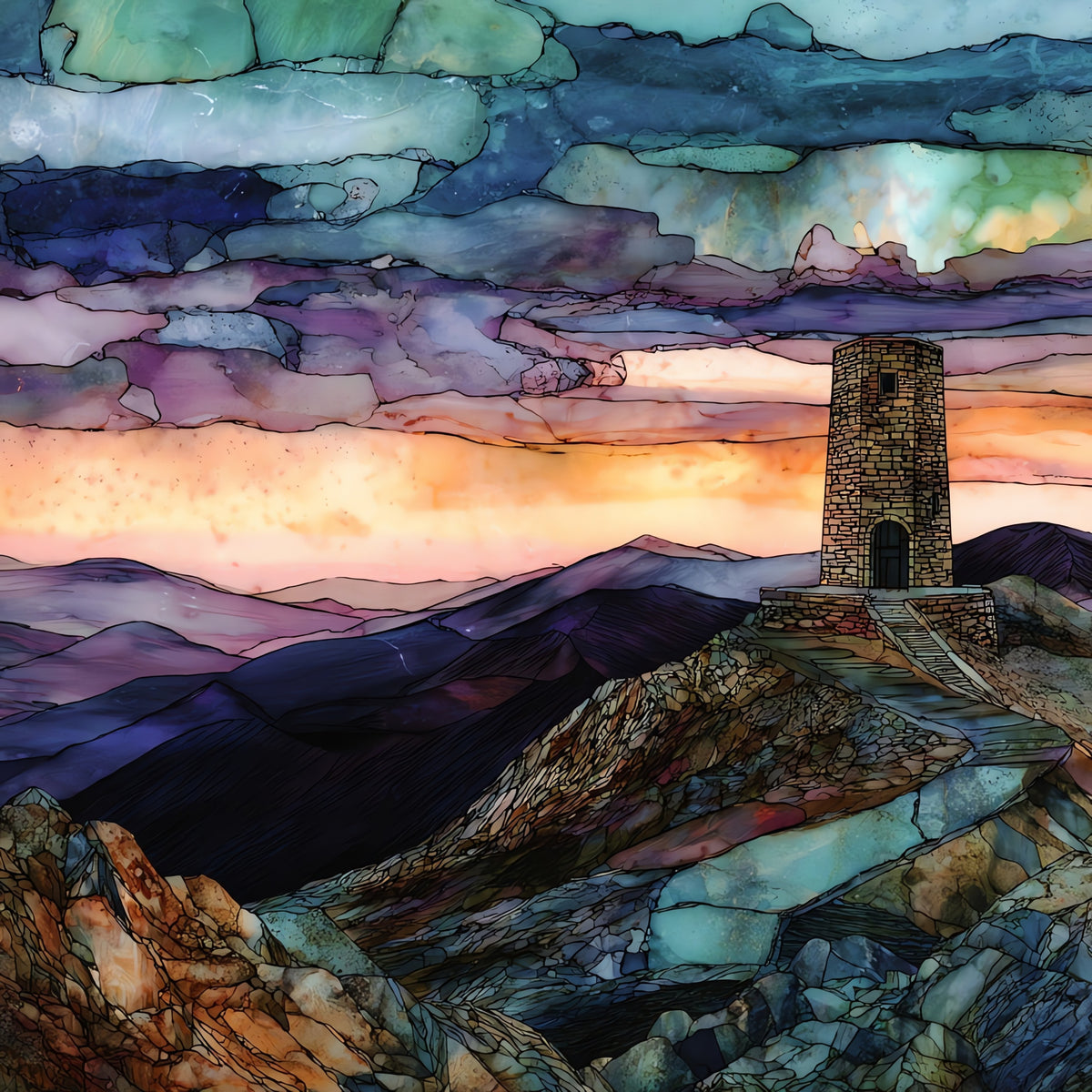 Whiteface Mountain summit in — ceramic art tile