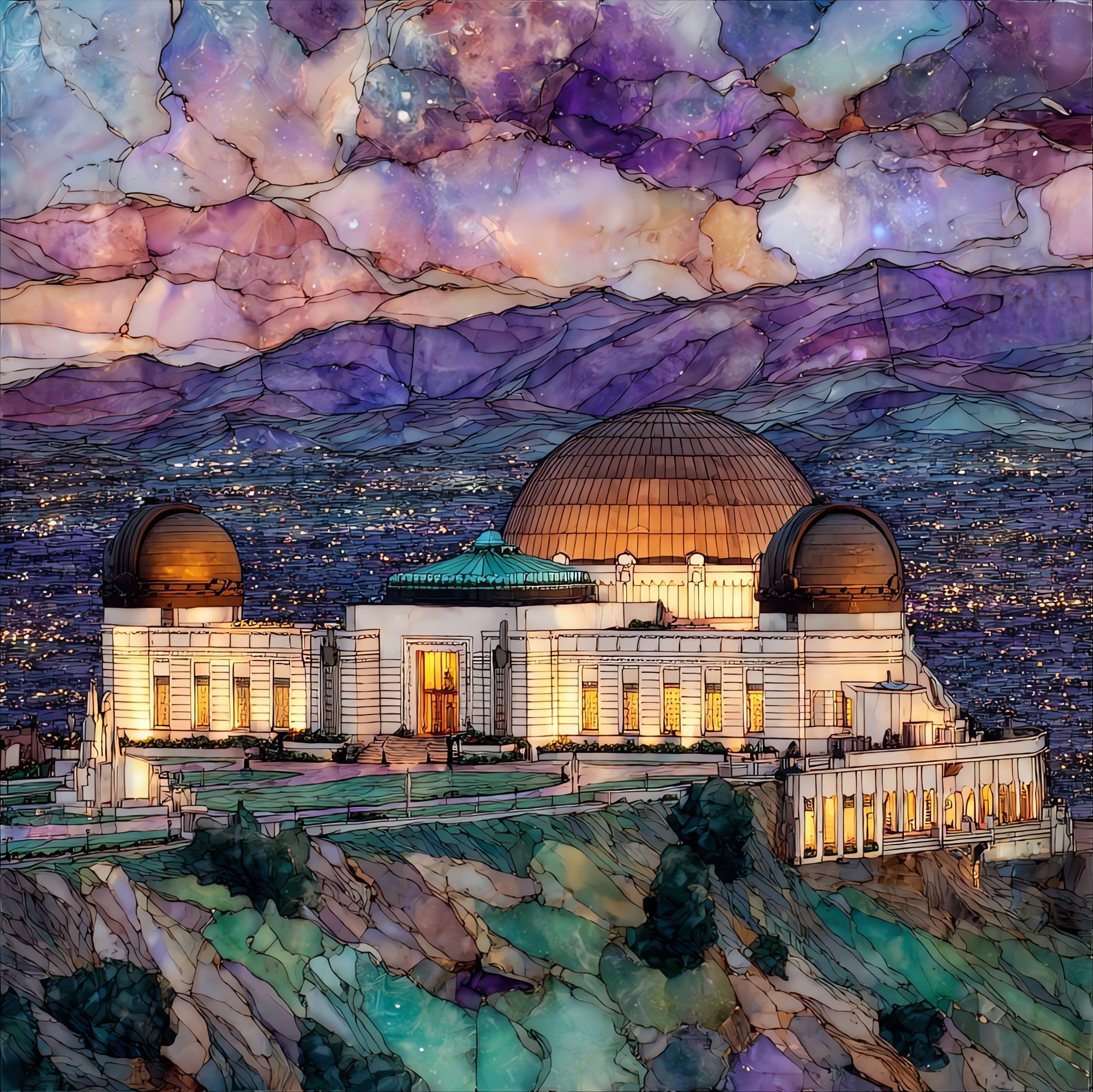 Griffith Observatory — ceramic art tile