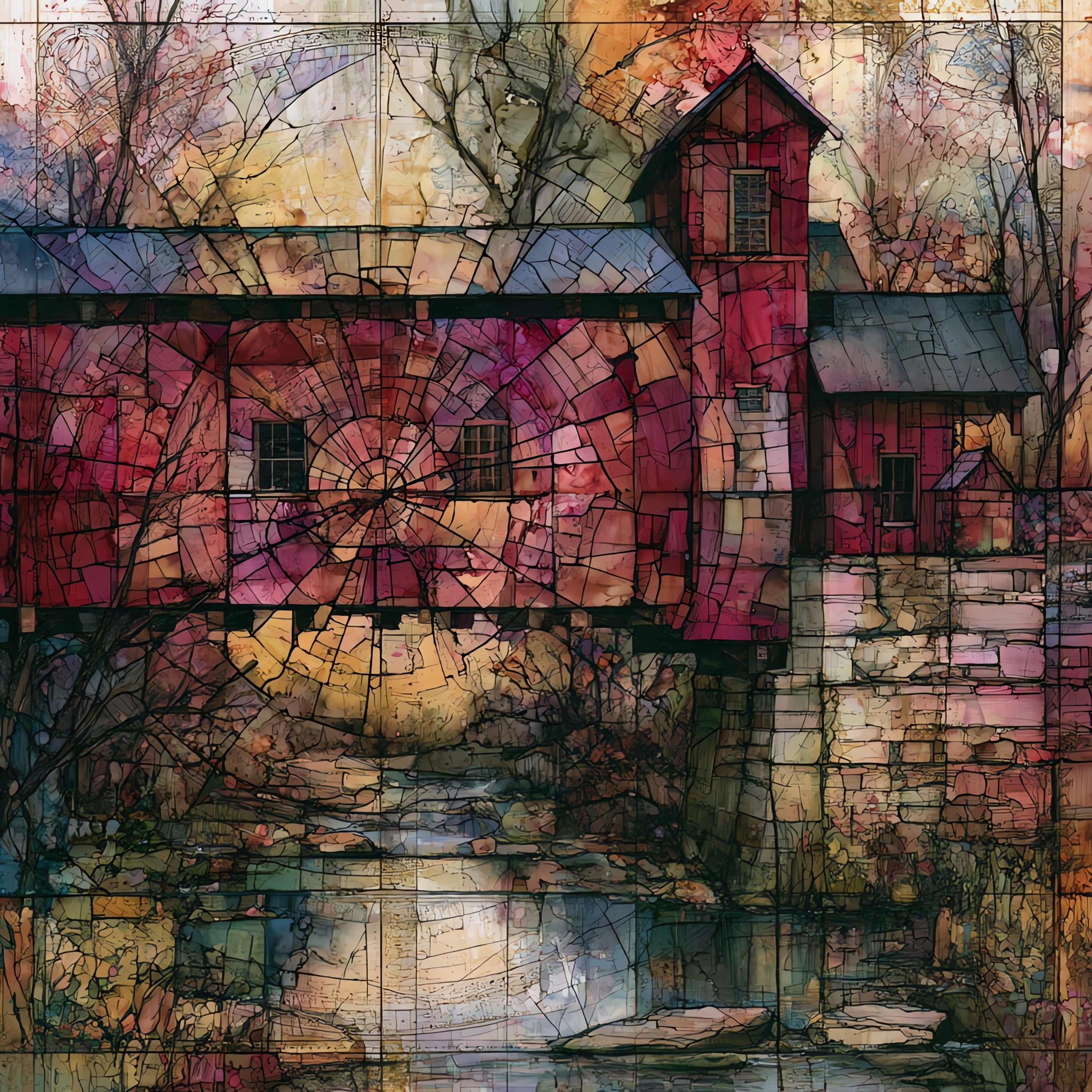the Cox Ford Covered Bridge in — ceramic art tile
