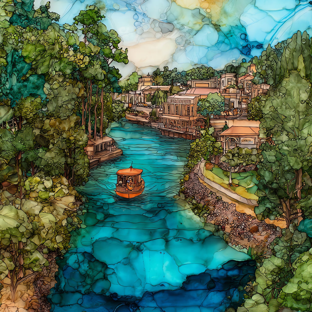 the Pecos River running — ceramic art tile