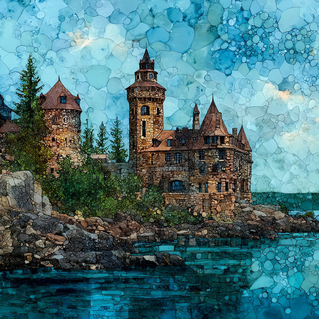 Boldt Castle on Heart — ceramic art tile