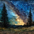Cosmic Campground Dark Sky — ceramic art tile