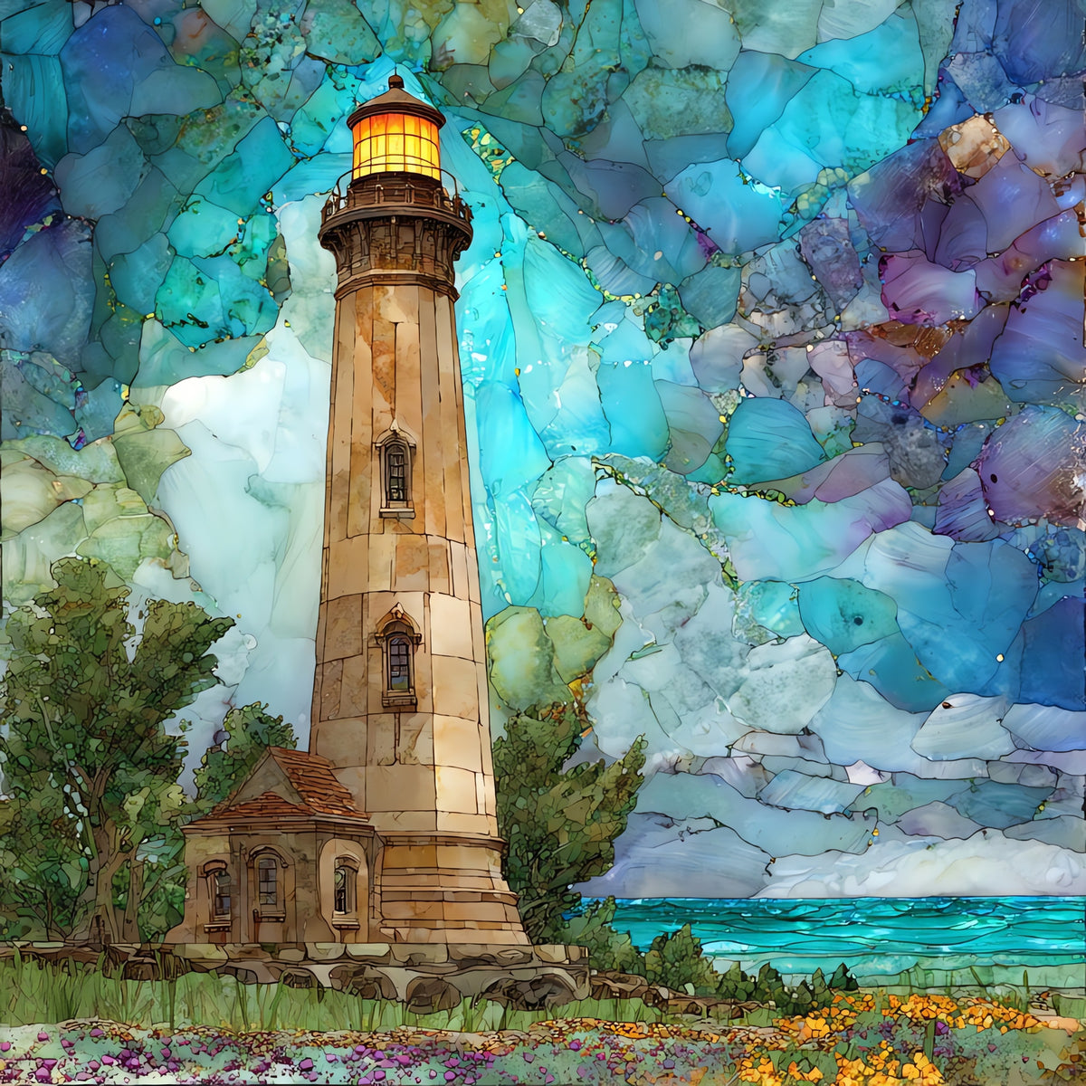 the Old Cape Henry Lighthouse — ceramic art tile