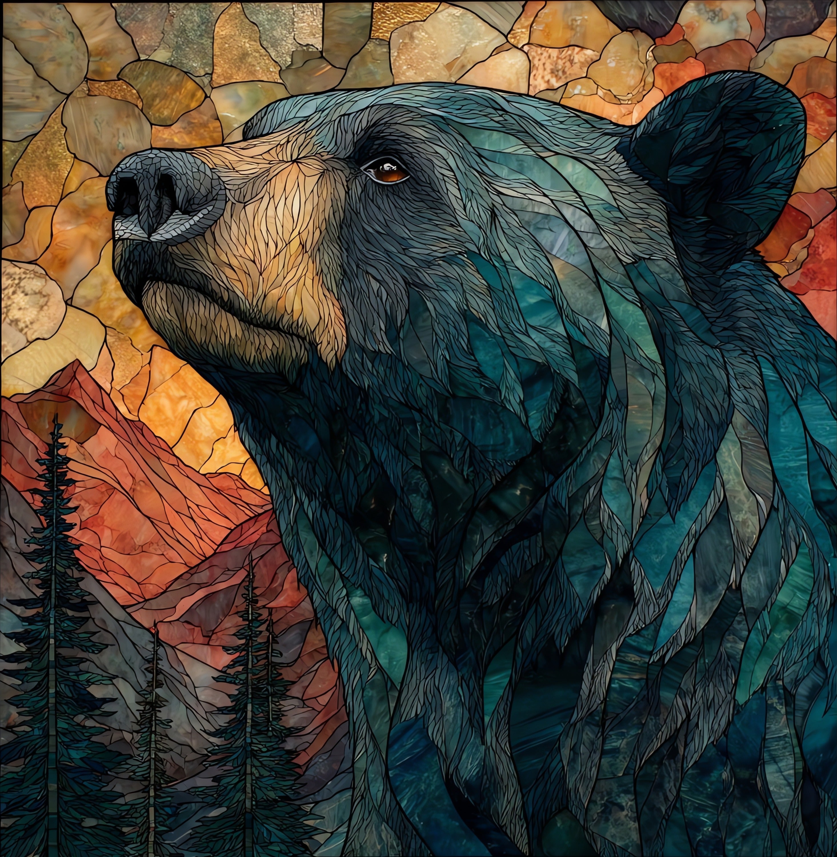 black bear — ceramic art tile
