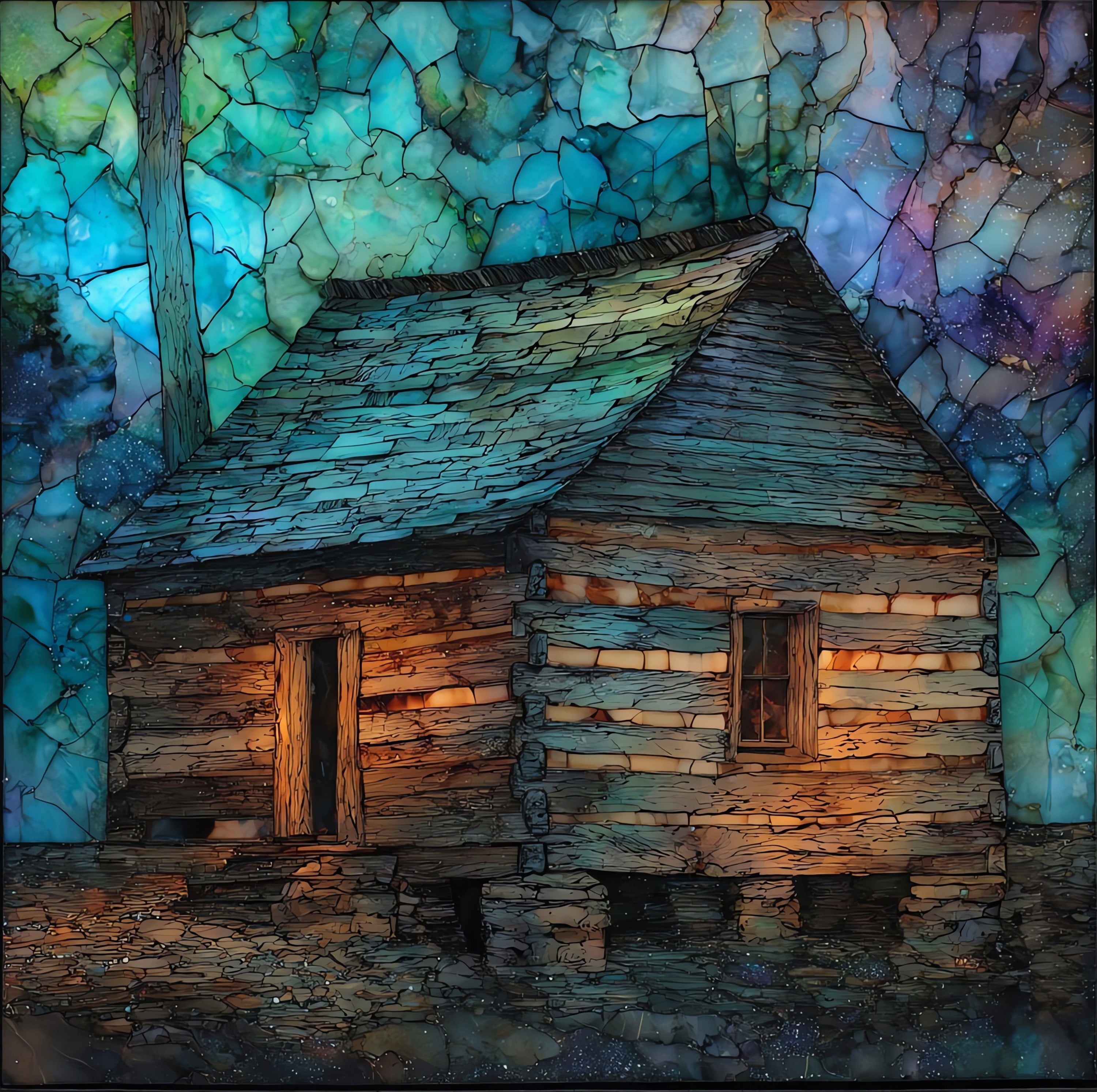 Sequoyah's Cabin — ceramic art tile
