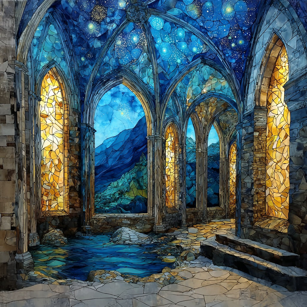 Montserrat Monastery Interior — ceramic art tile