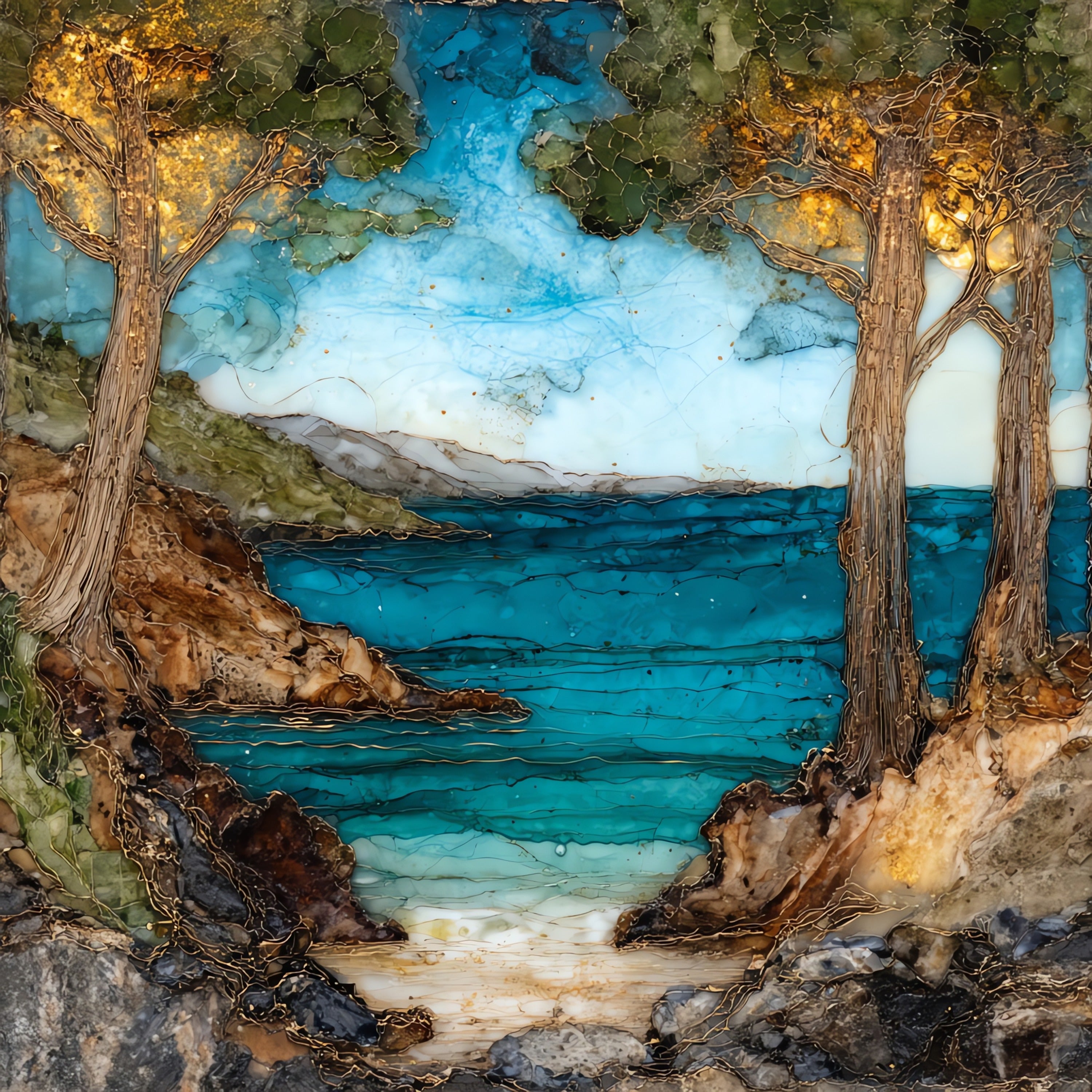 Sithonia Beaches — ceramic art tile