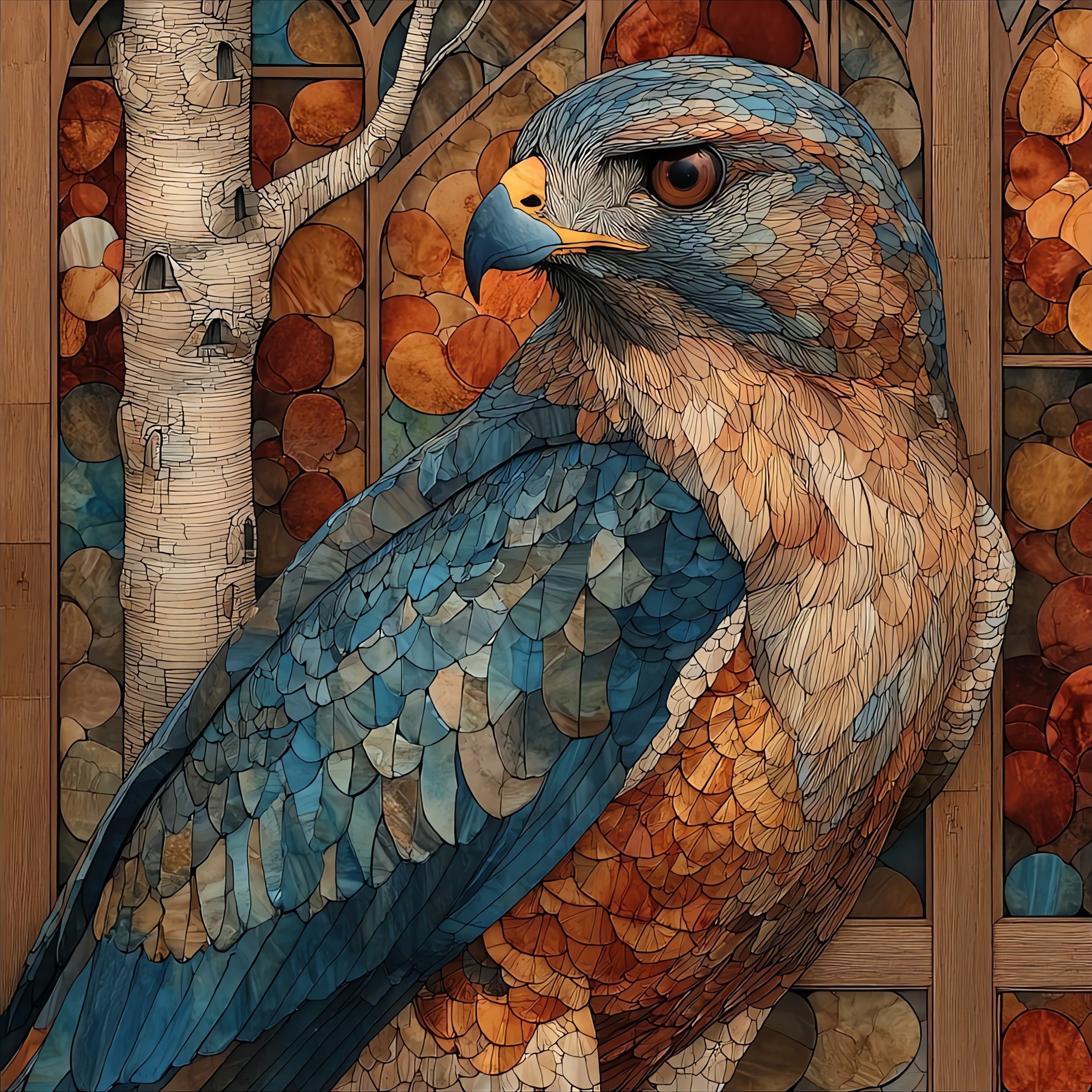 a northern goshawk — ceramic art tile