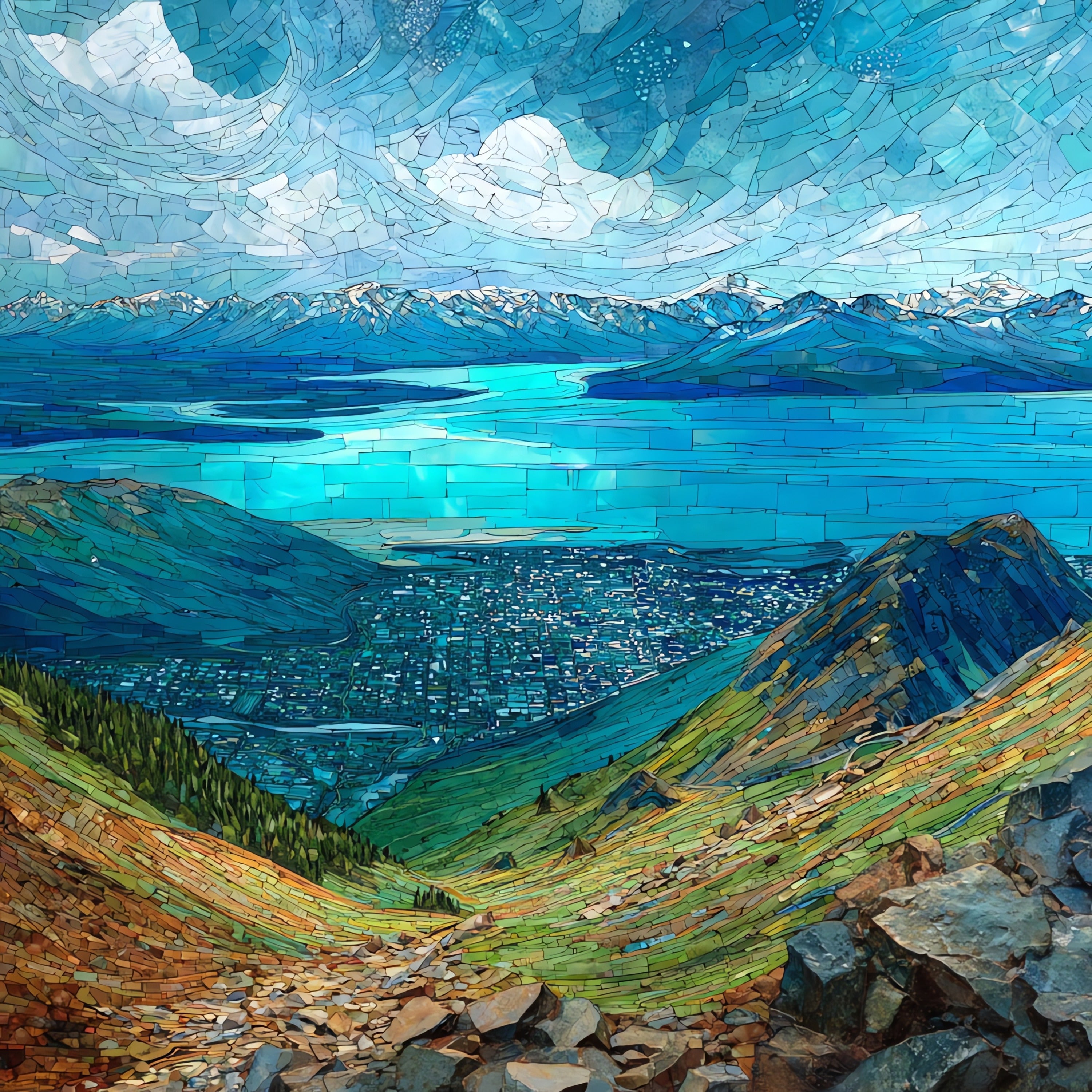 Flattop Mountain summit — ceramic art tile