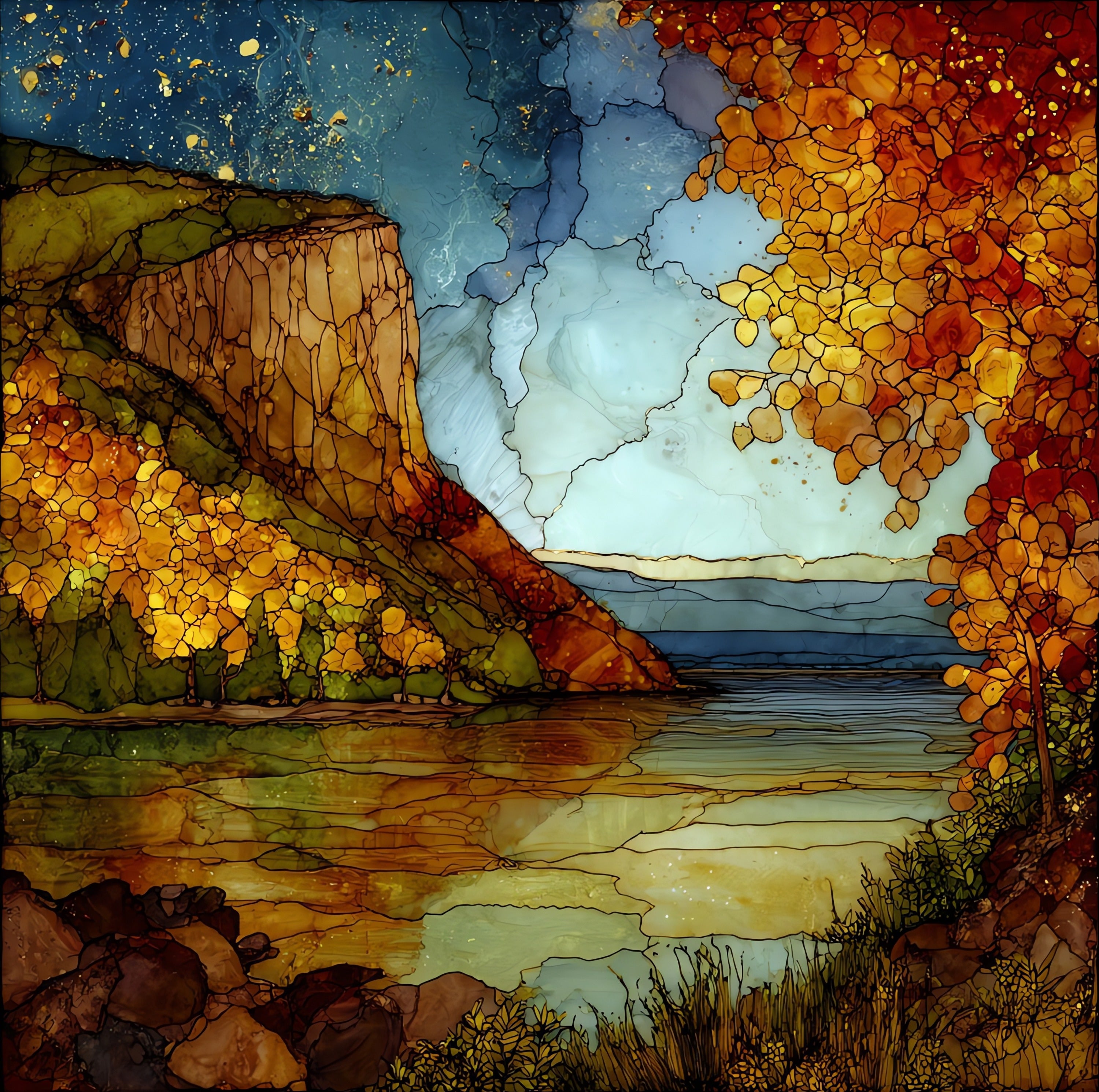 Maiden Rock cliff — ceramic art tile