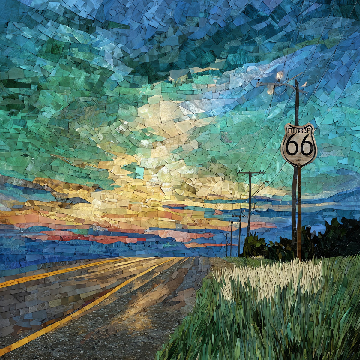 a Highway 49 Crossroads — ceramic art tile