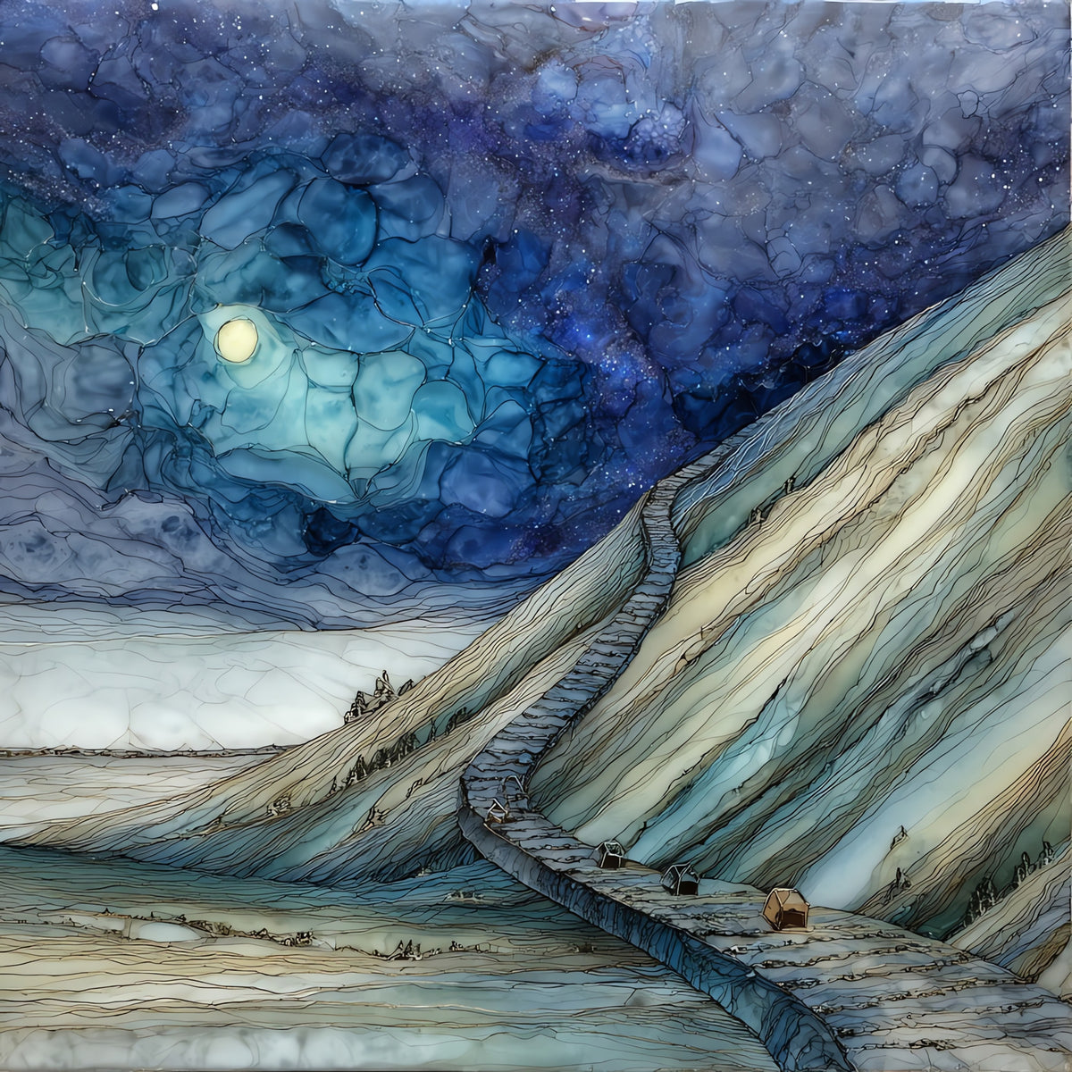 a White Sands sledding hill — ceramic art tile