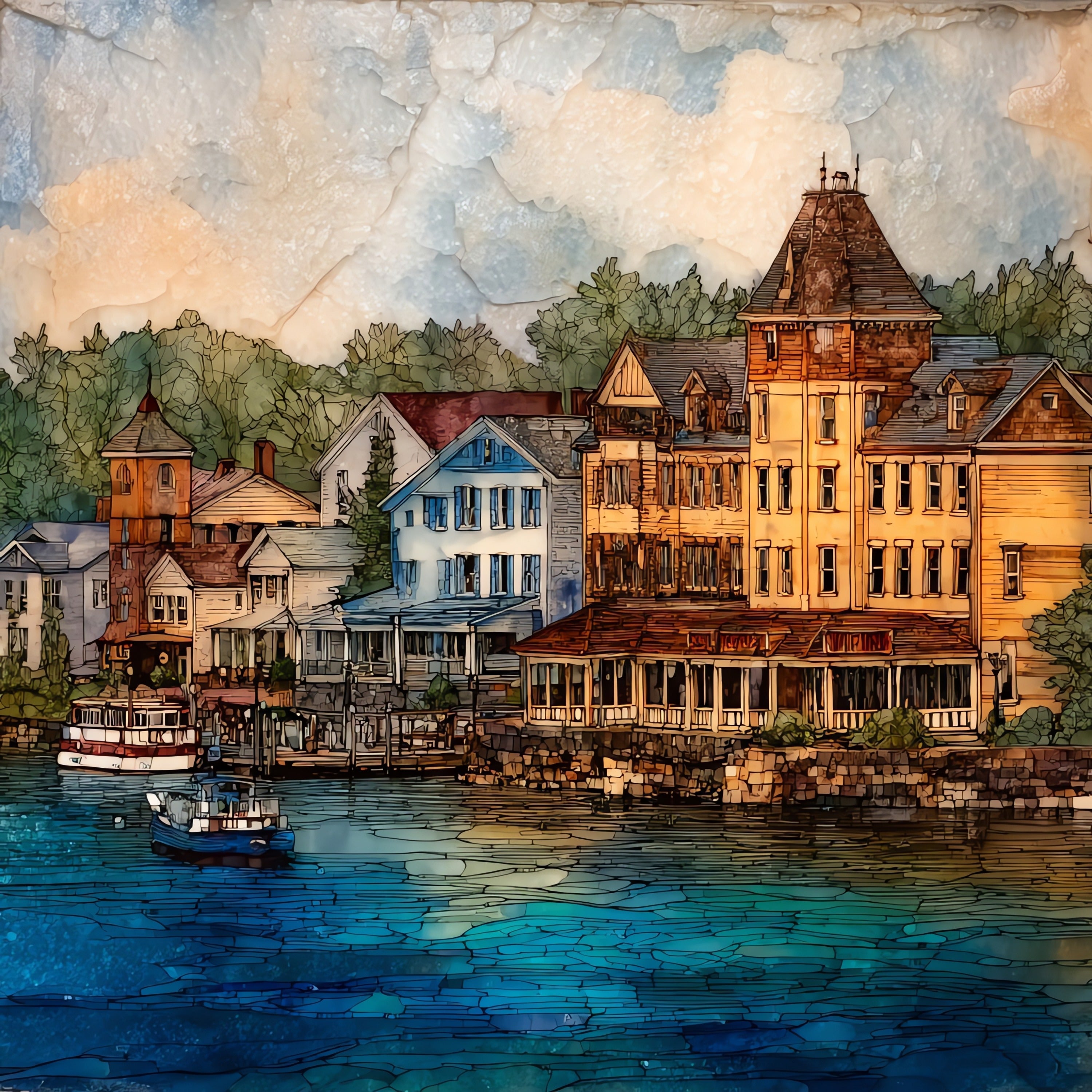 Alexandria Bay village in — ceramic art tile