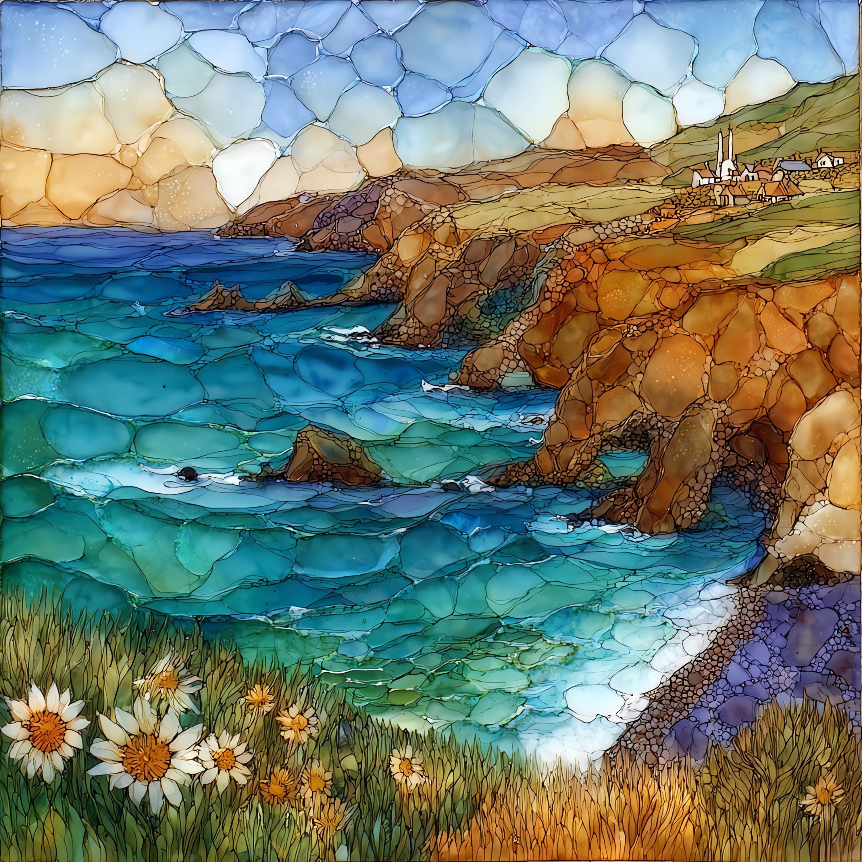Mendocino Headlands — ceramic art tile