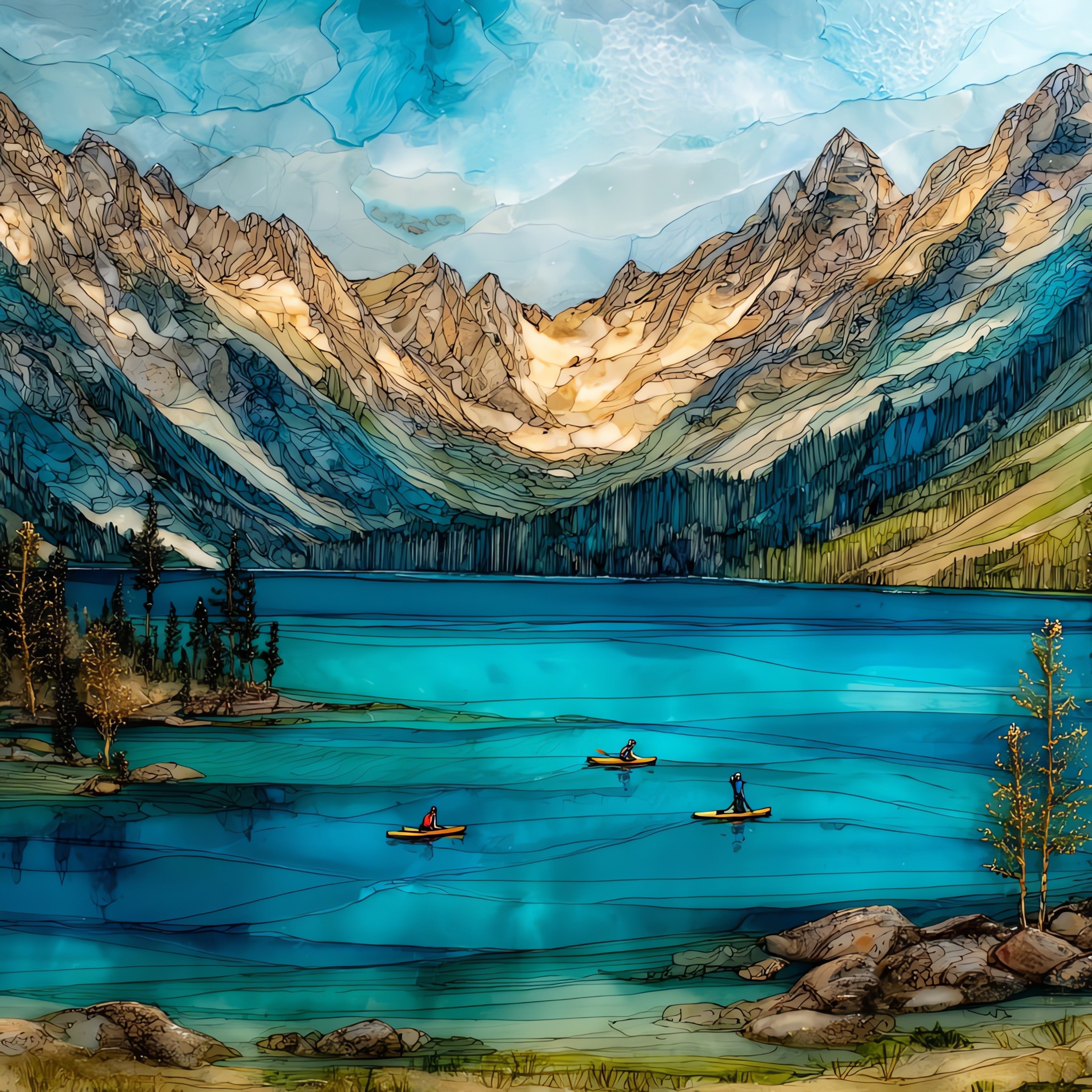String Lake below the Cathedral Group — ceramic art tile
