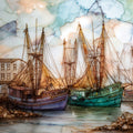 Biloxi shrimp boats in — ceramic art tile
