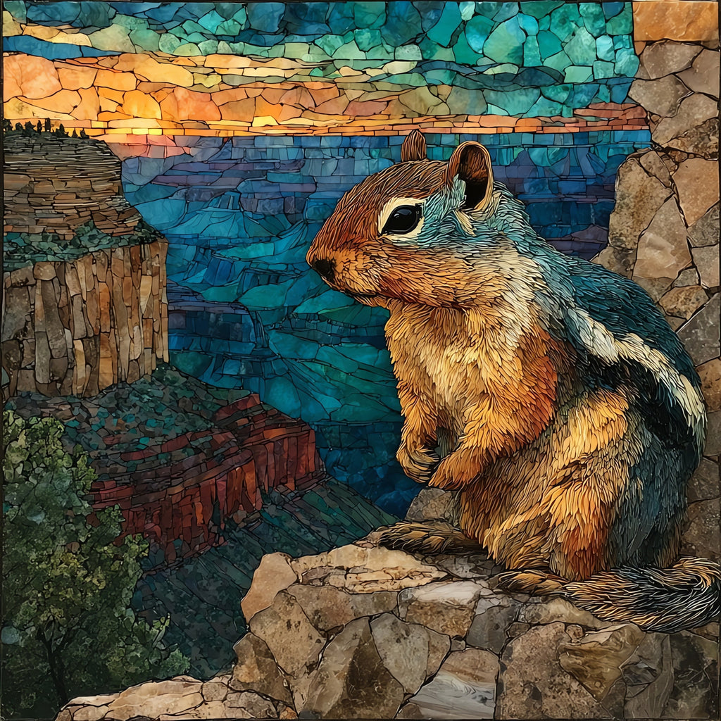 a rock squirrel on the Grand — ceramic art tile