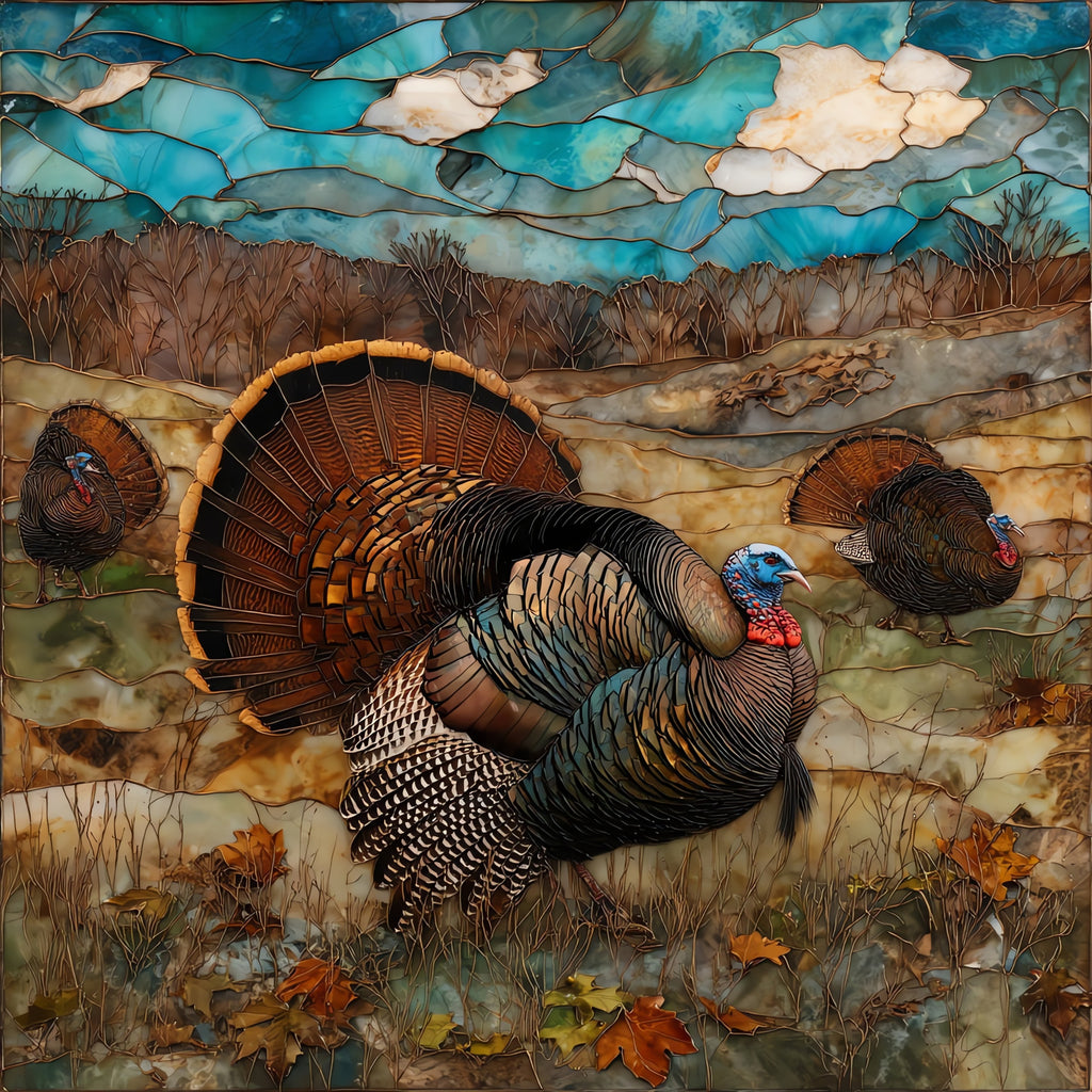 a wild turkey flock — ceramic art tile