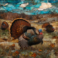 a wild turkey flock — ceramic art tile