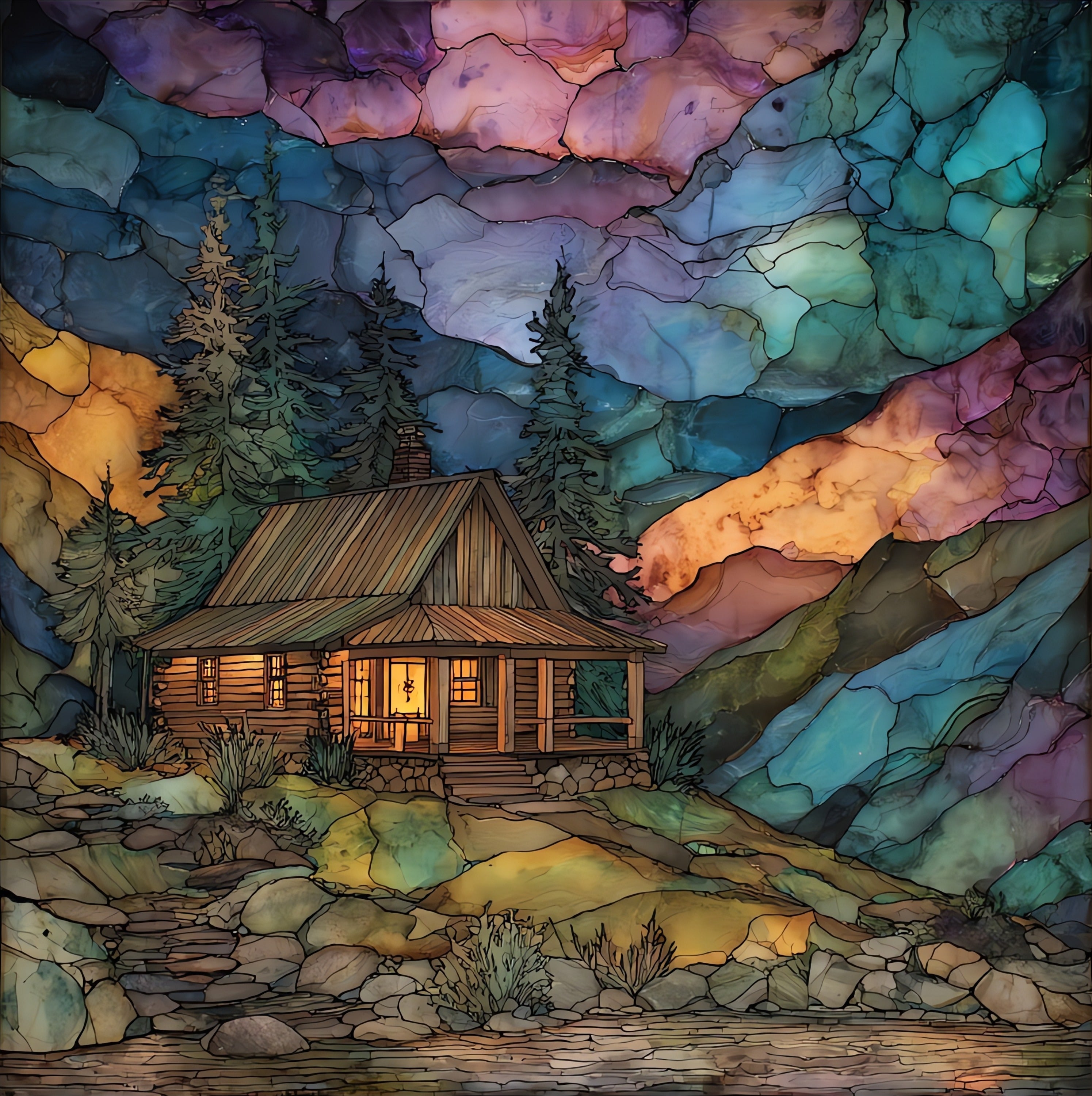 a Mountain Fork River cabin retreat — ceramic art tile