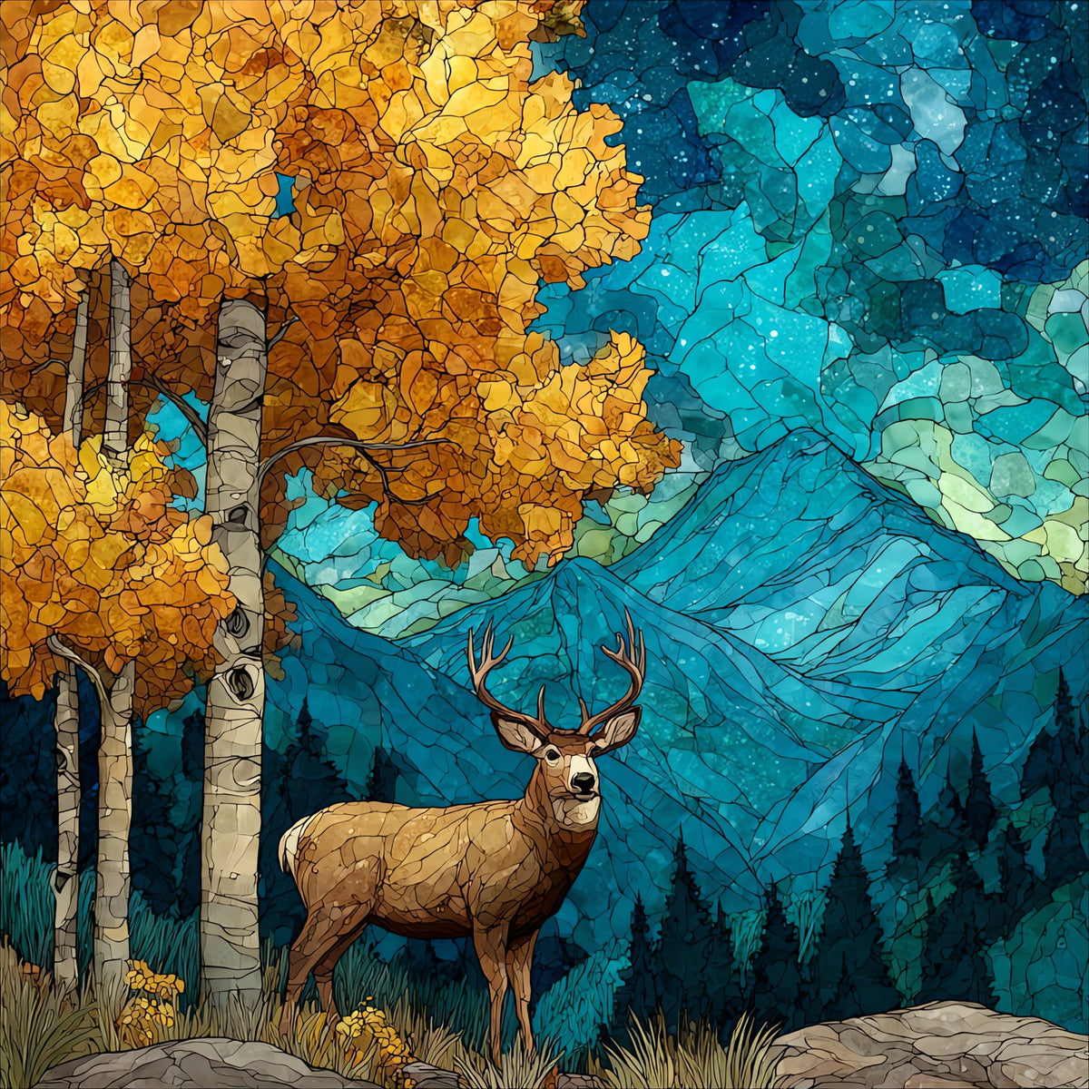 a mule deer among — ceramic art tile