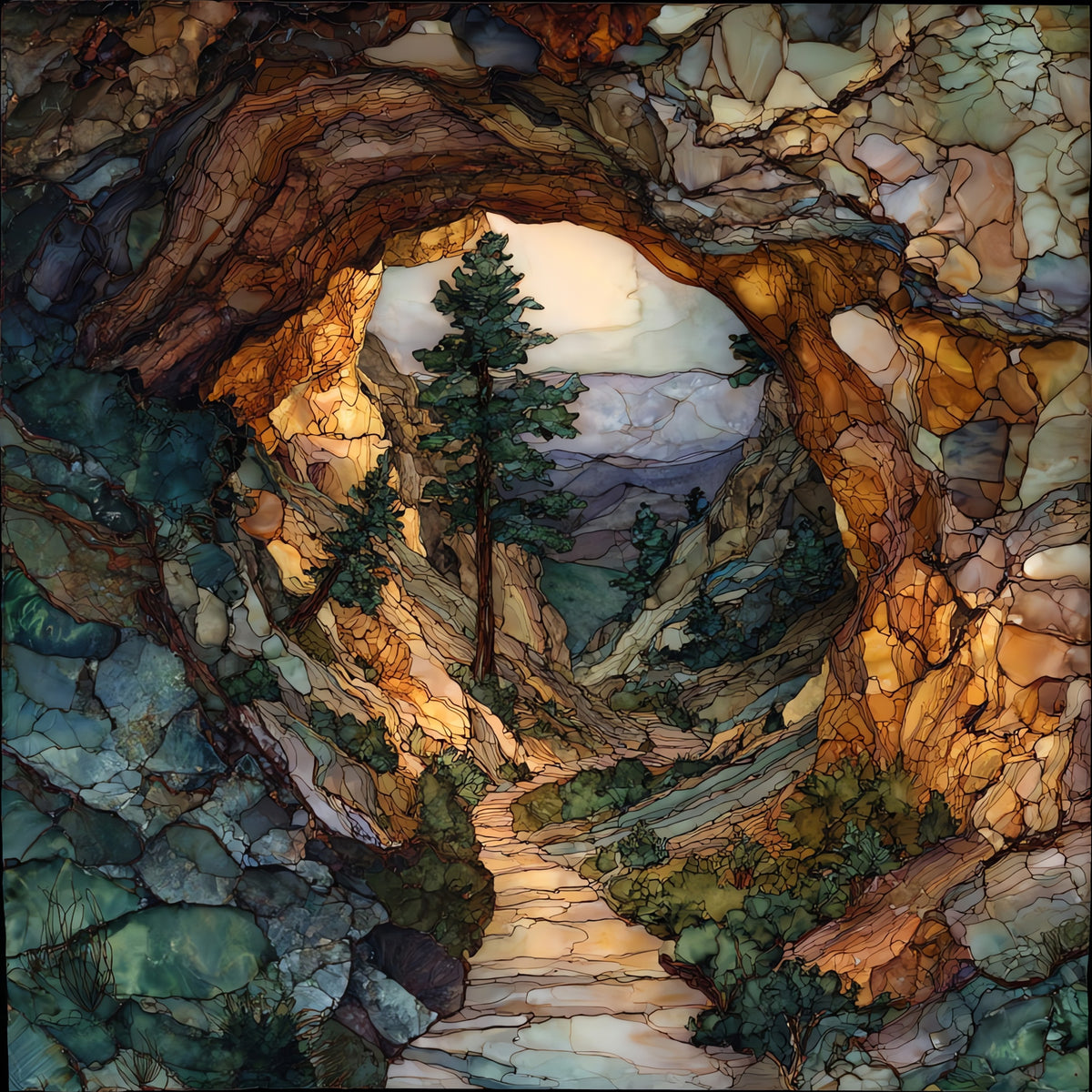 the Lehman Cave entrance trail in — ceramic art tile