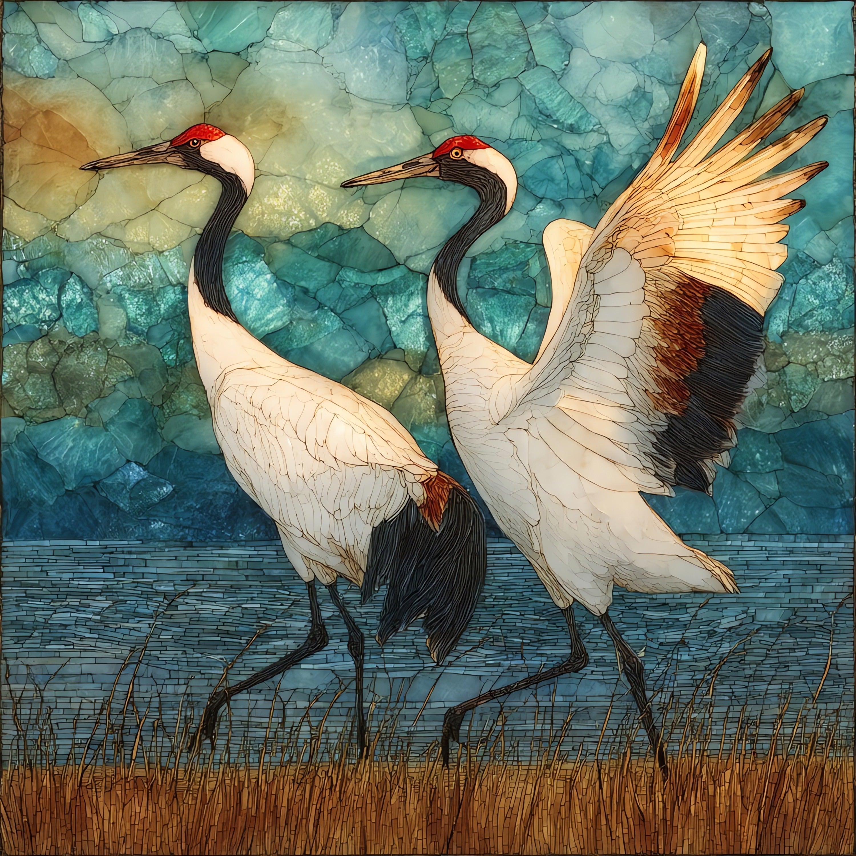 Padre Island dune bluestem grass in — ceramic art tile