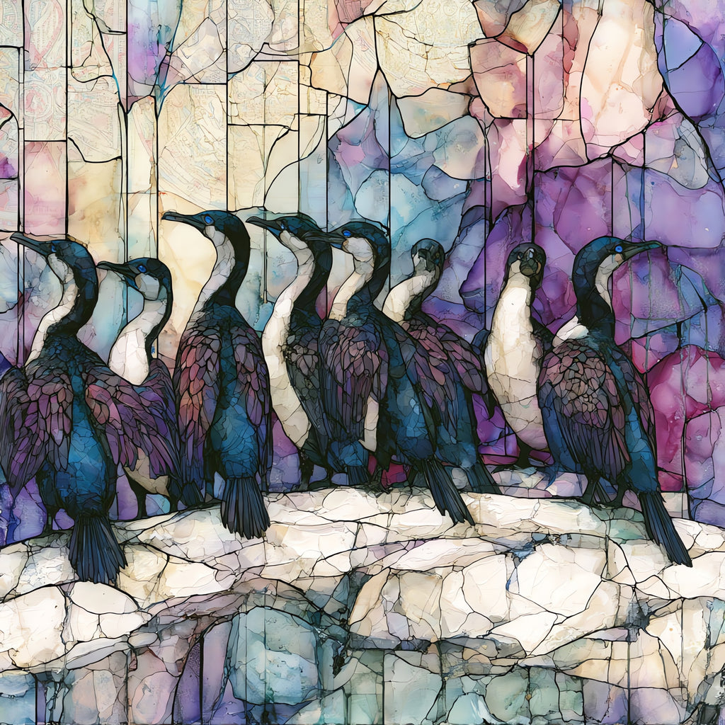 Cape cormorants drying their — ceramic art tile