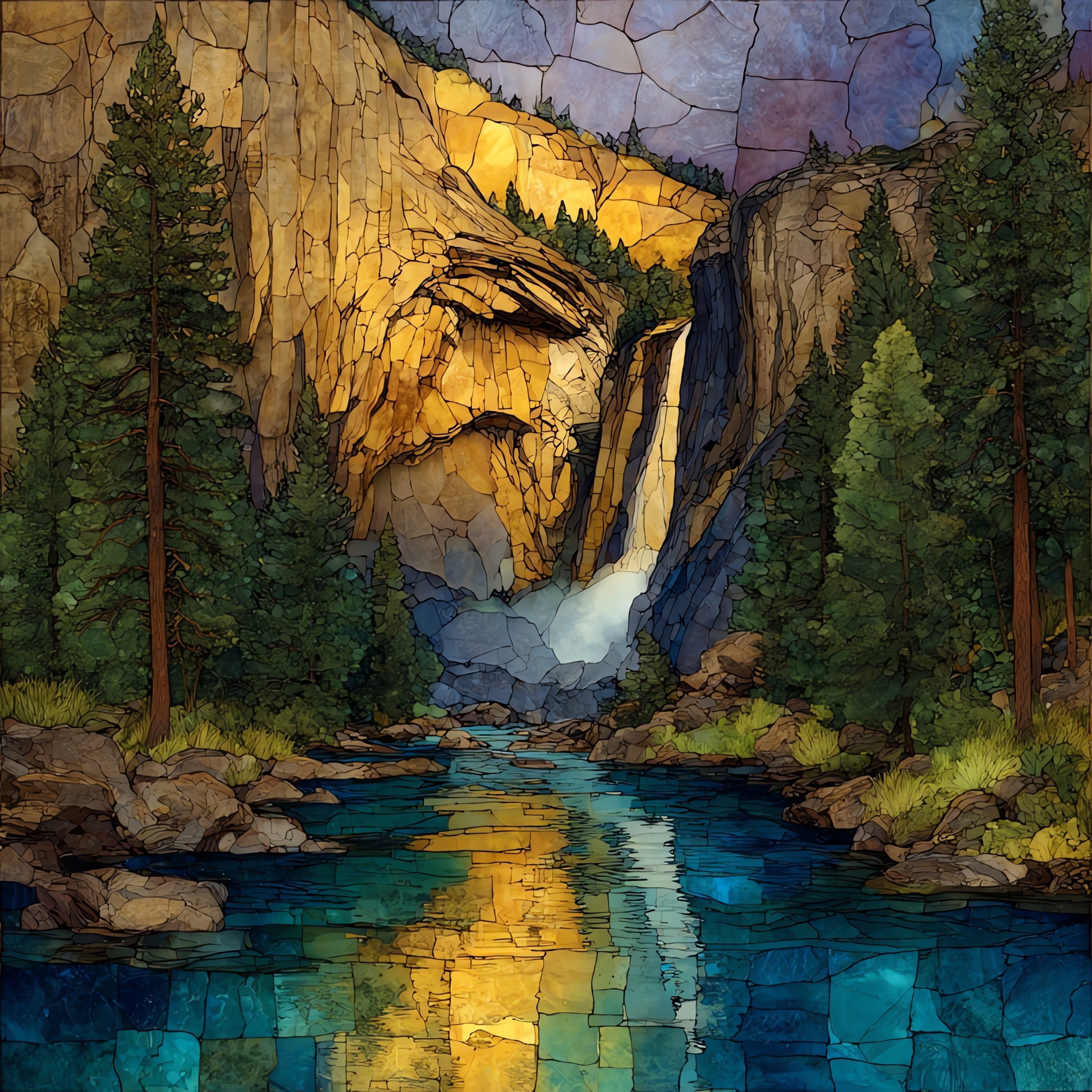 Nevada Fall — ceramic art tile