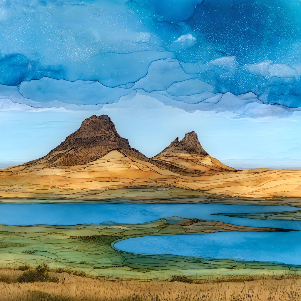 Two Buttes reservoir — ceramic art tile