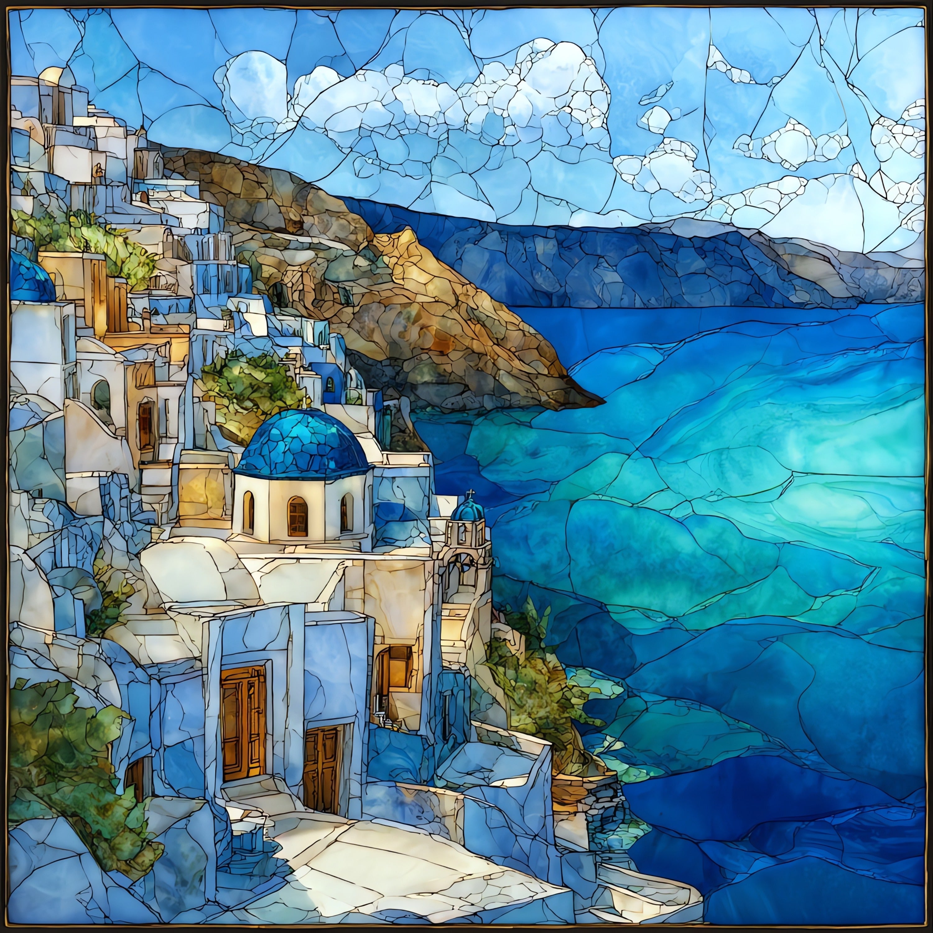 Ammoudi Bay — ceramic art tile