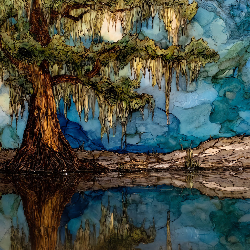 Caddo Lake bald cypress — ceramic art tile