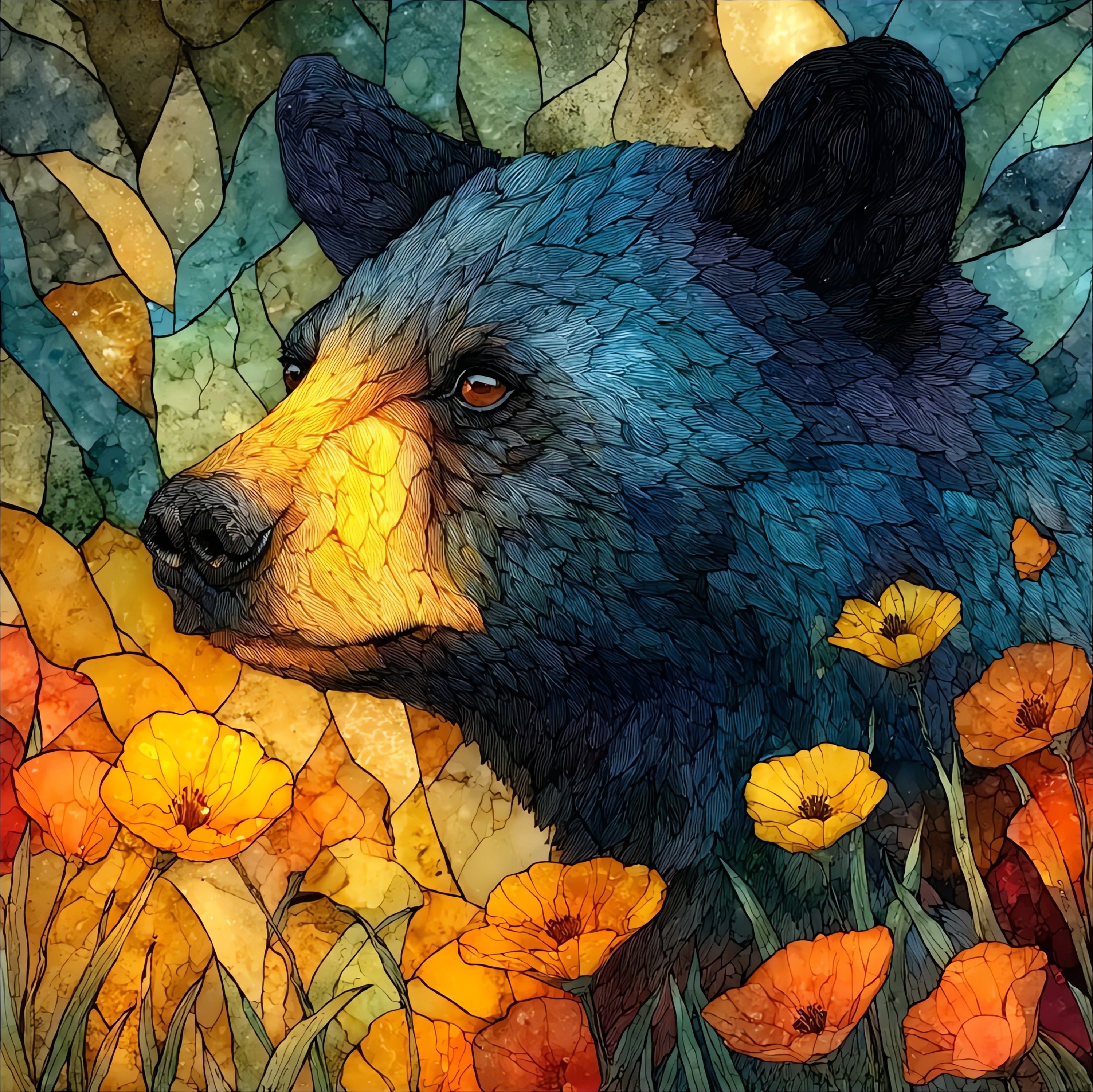 a cinnamon-morph black bear — ceramic art tile