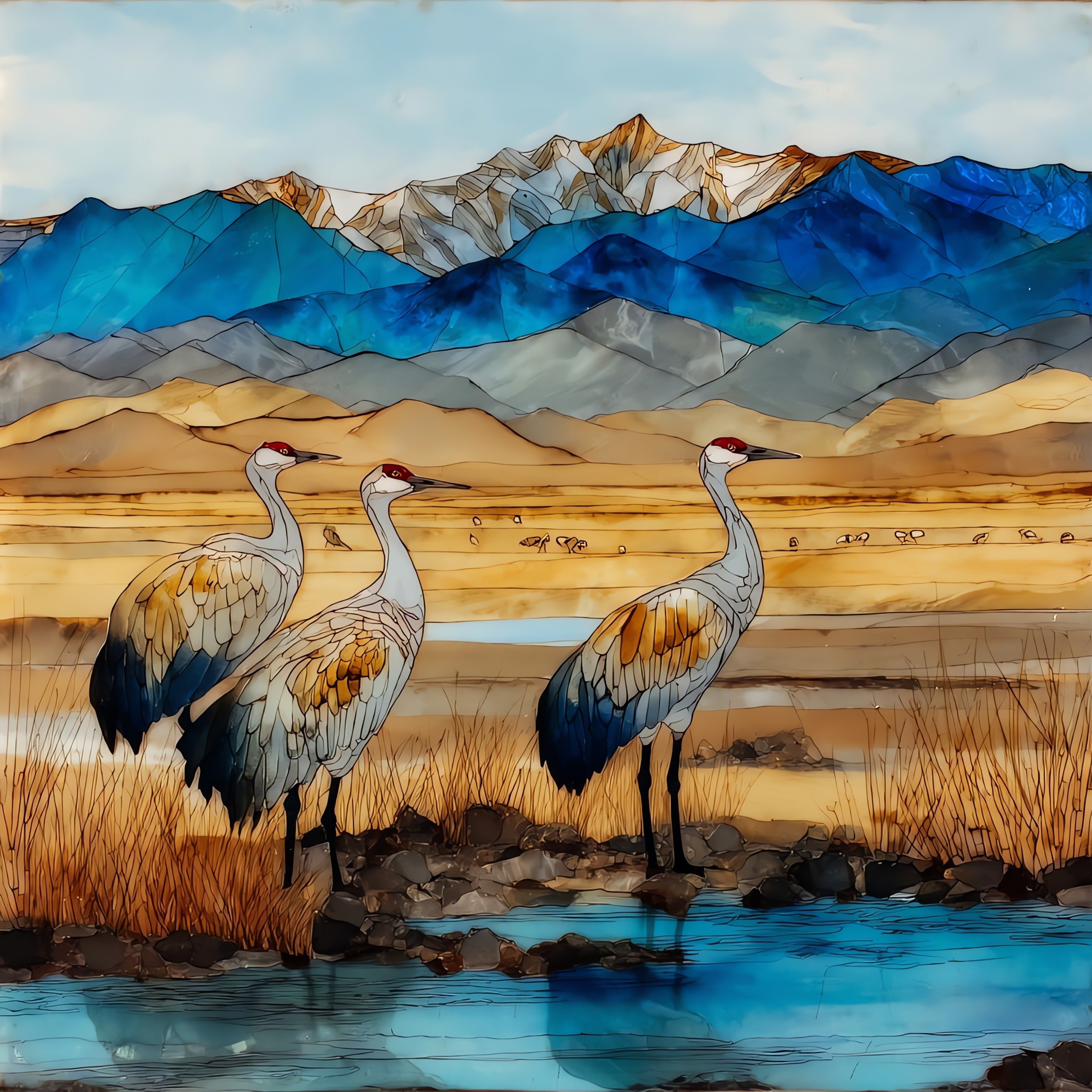 Sandhill cranes Monte Vista San Luis Valley — ceramic art tile