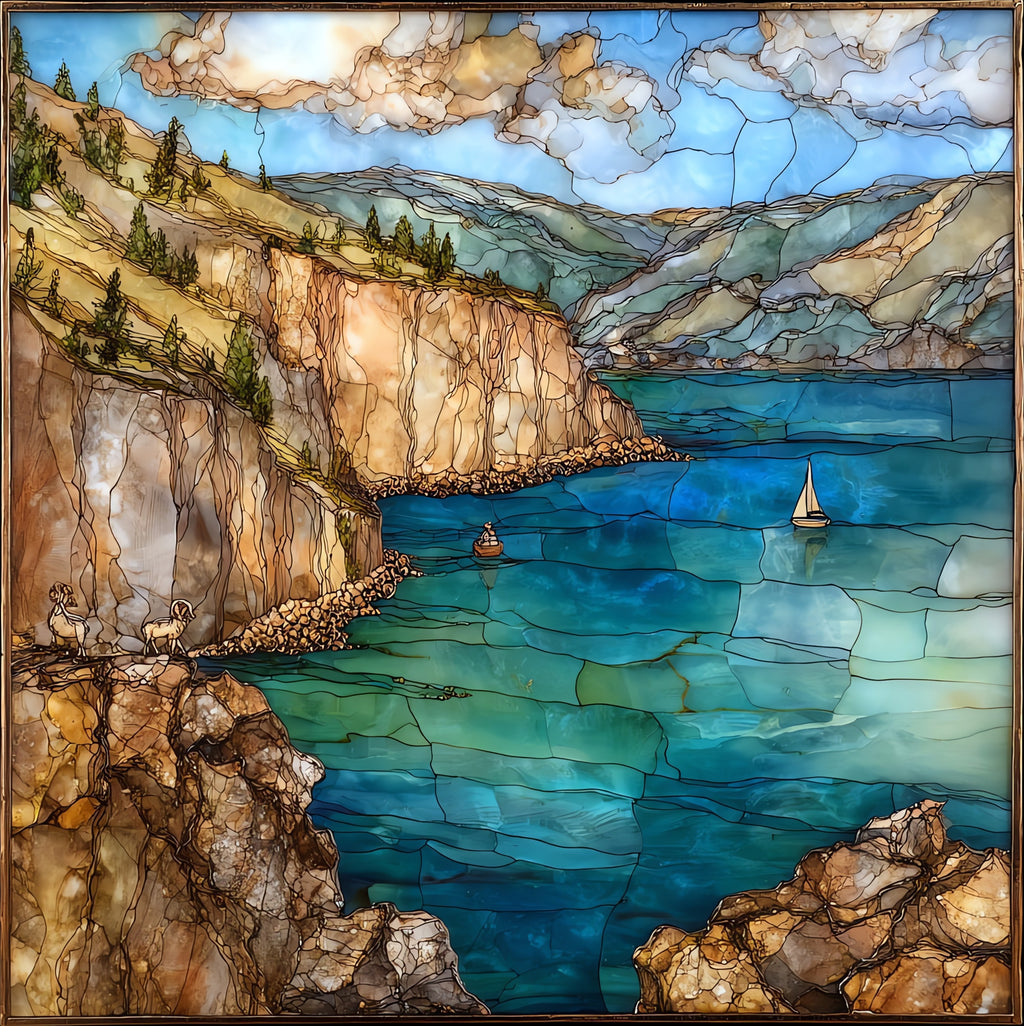 Holter Lake on the Missouri River — ceramic art tile
