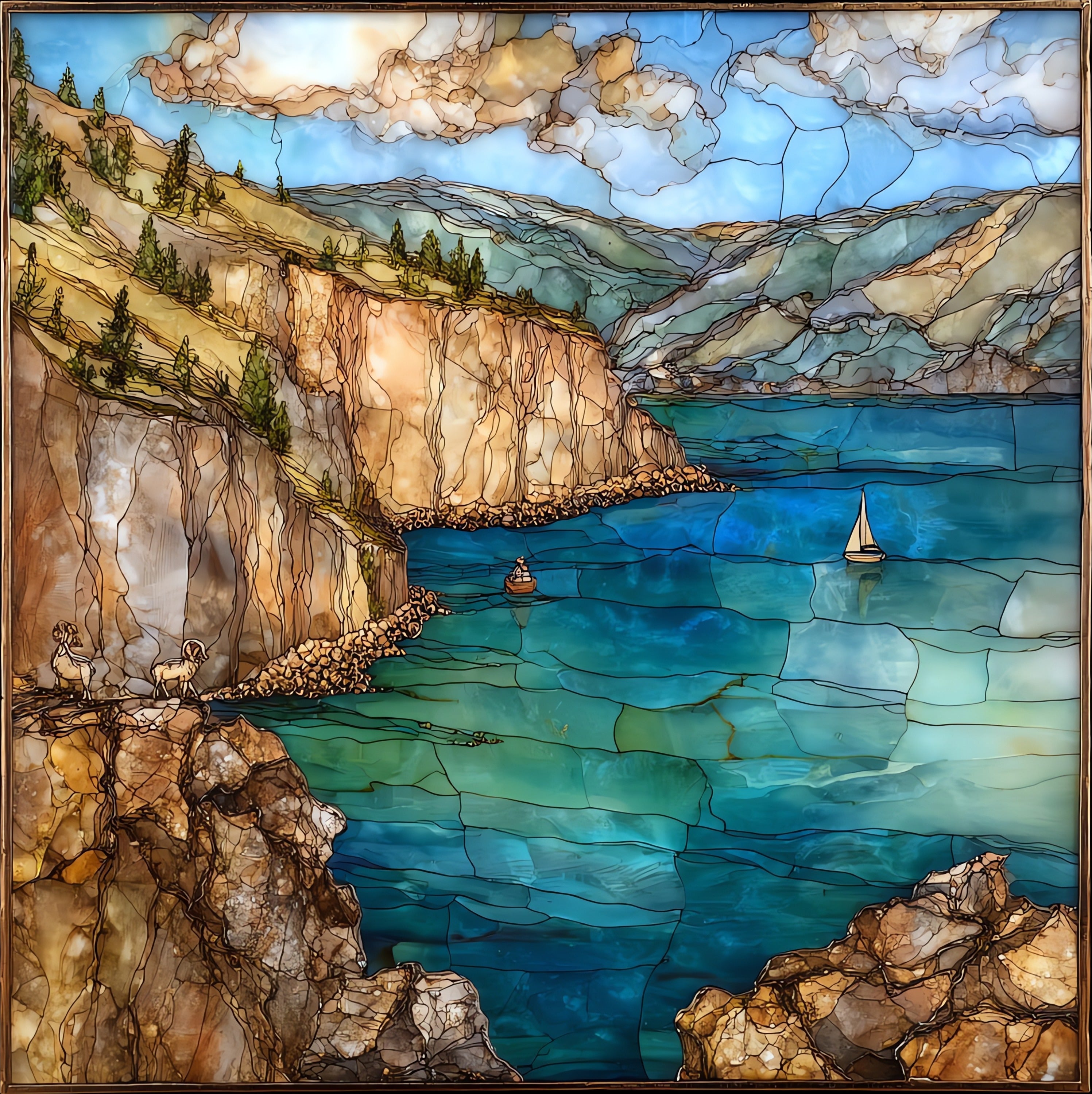 Holter Lake on the Missouri River — ceramic art tile