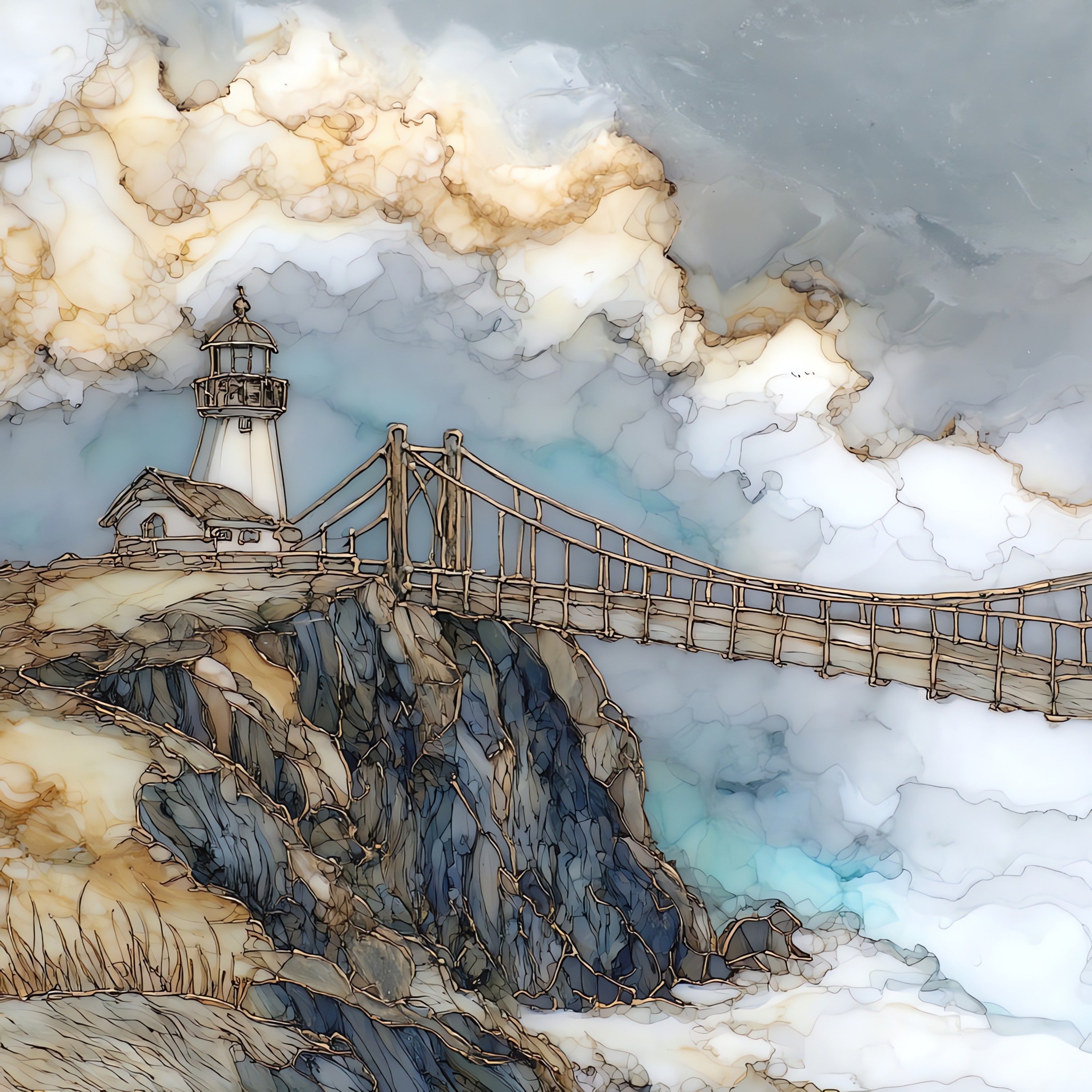 Point Bonita Lighthouse — ceramic art tile