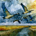 Geese — ceramic art tile