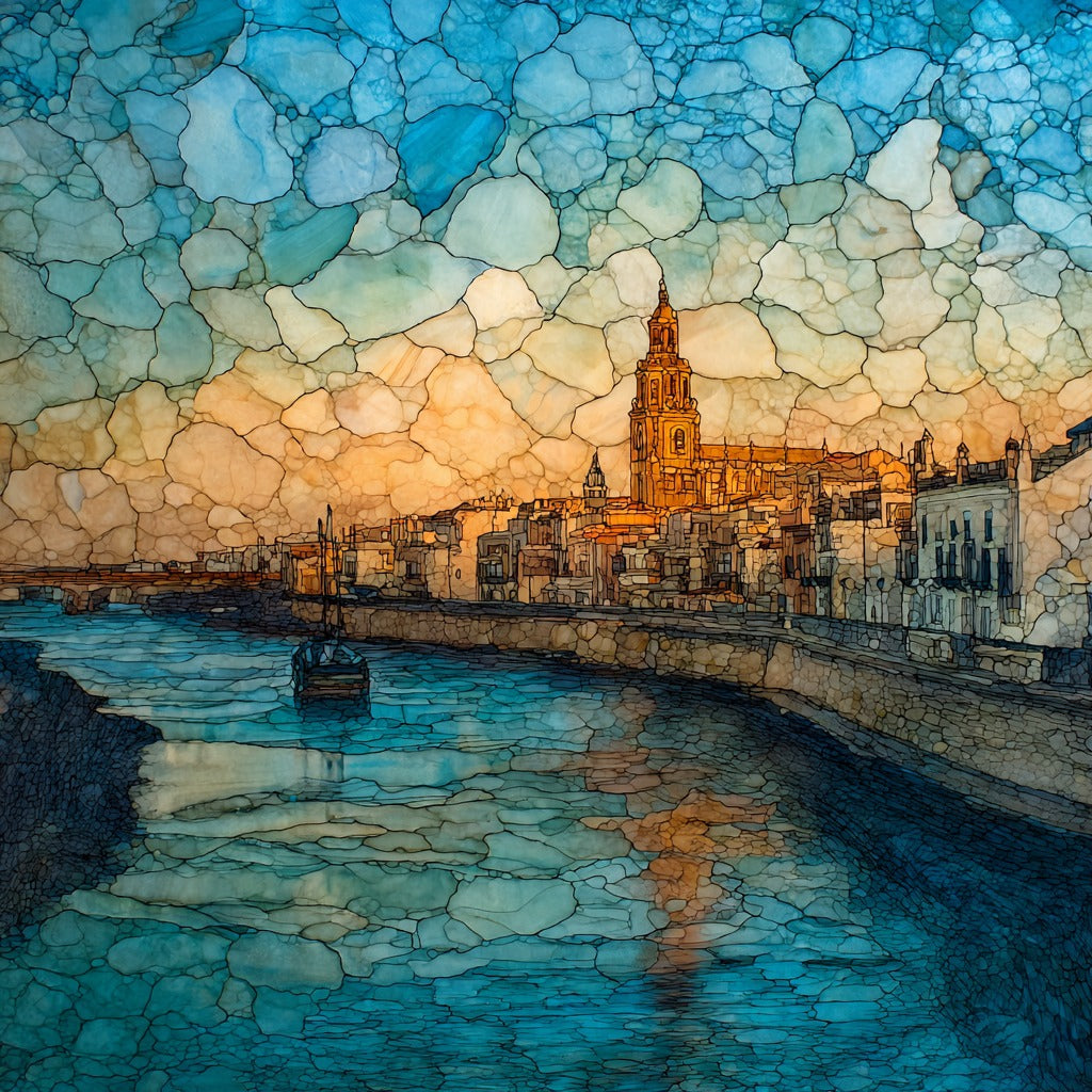 Triana neighborhood across the Guadalquivir — ceramic art tile