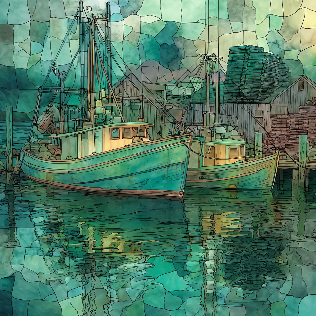 the Tilghman Island workboat — ceramic art tile