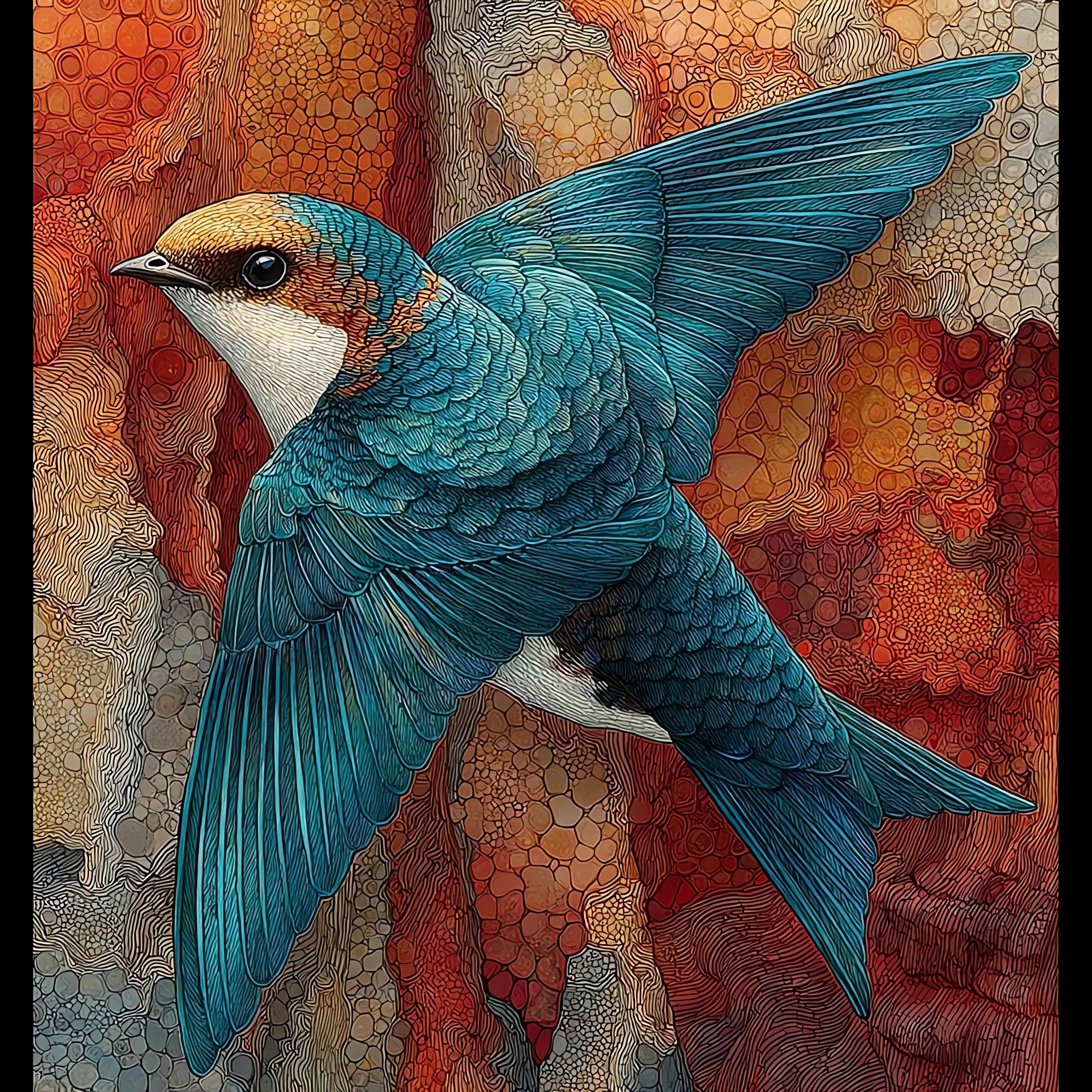 a white-throated swift on — ceramic art tile