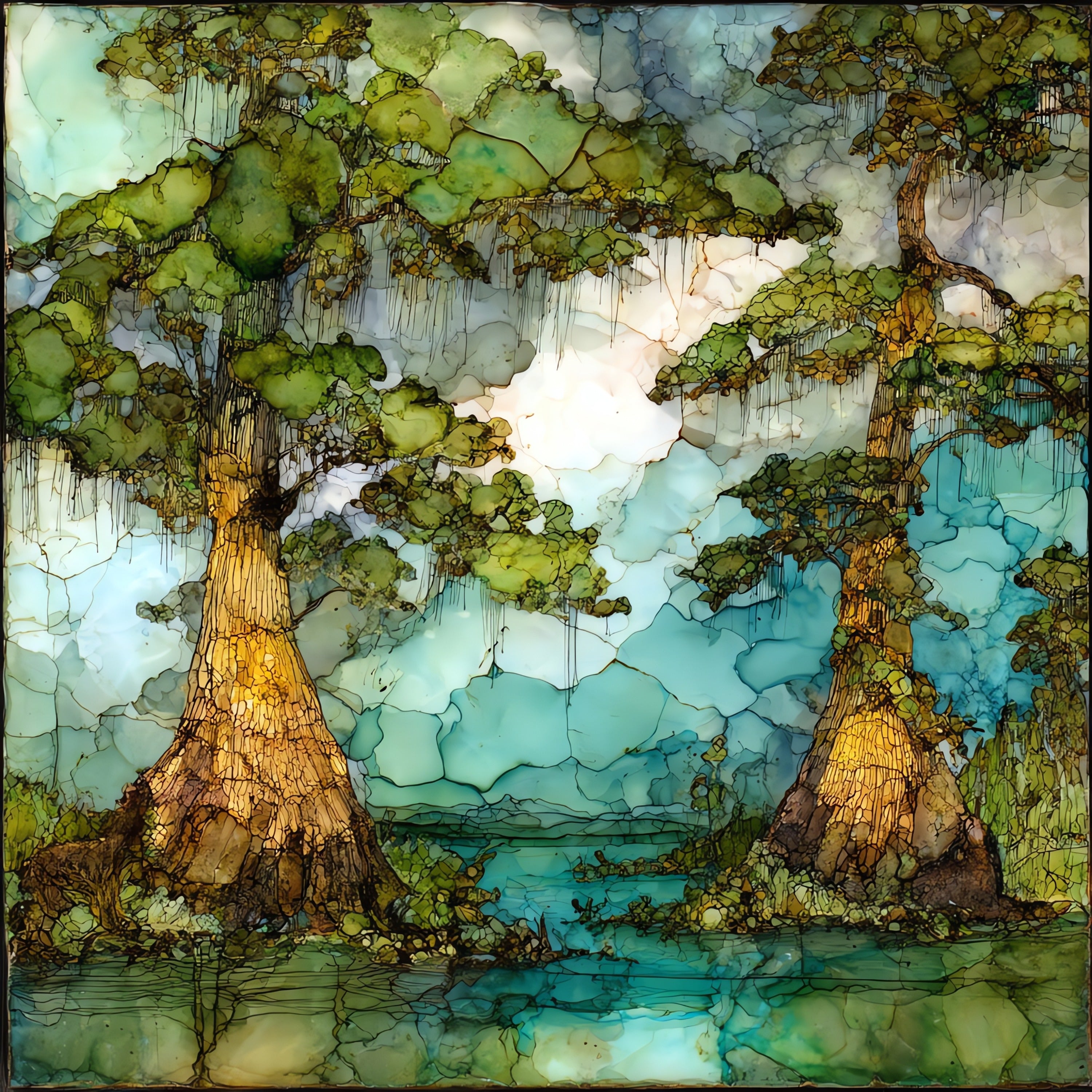 the Mississippi Delta cypress — ceramic art tile