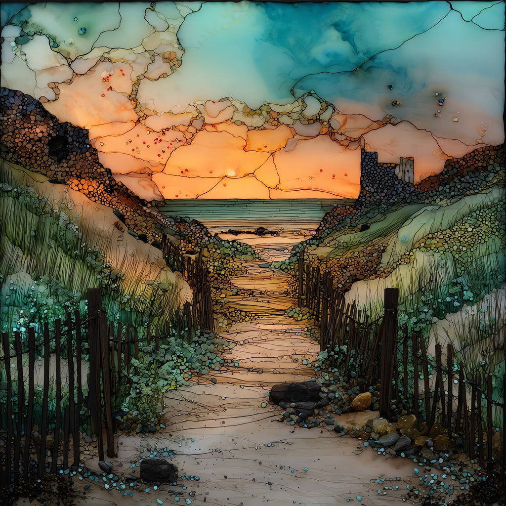 Cape May Sunset Beach — ceramic art tile