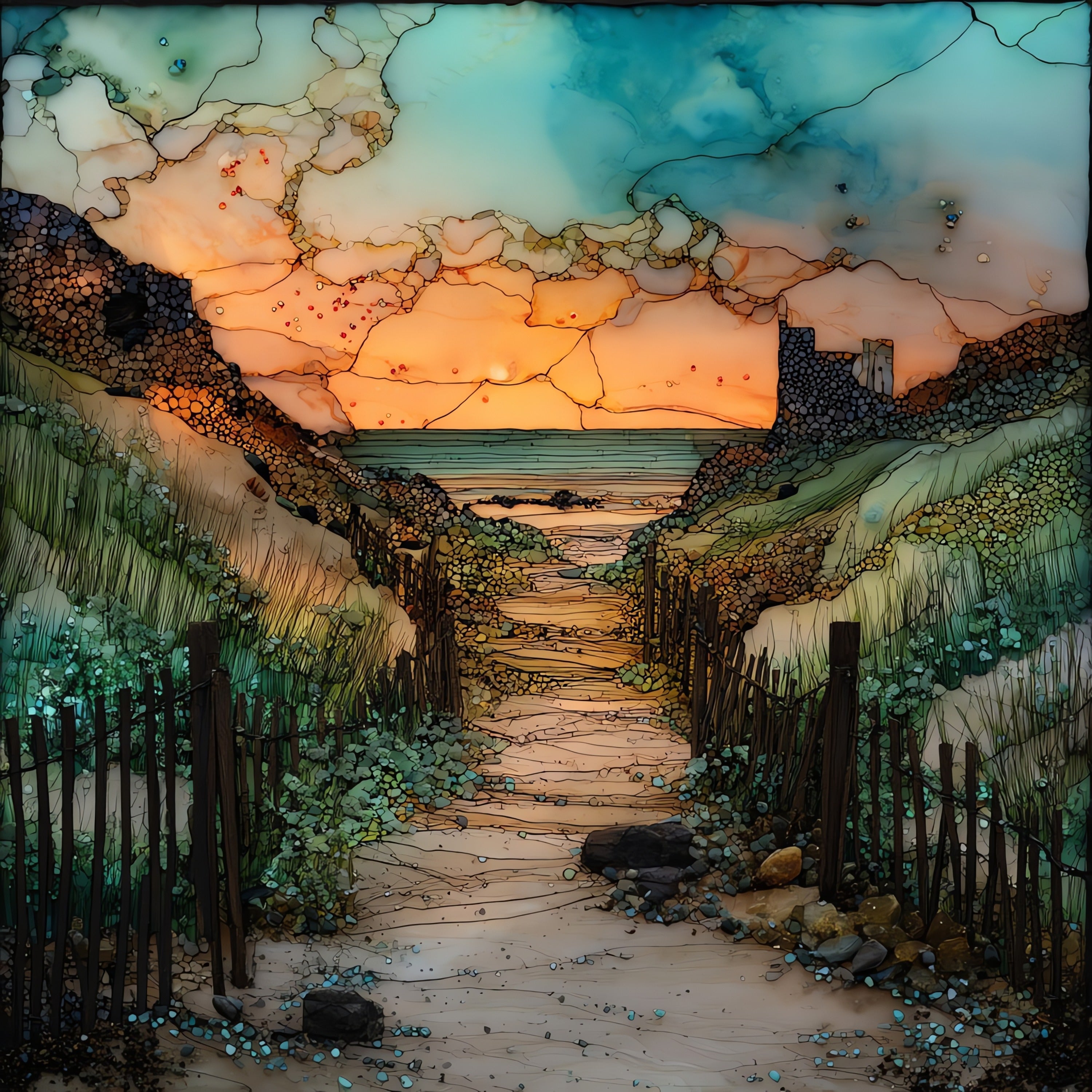Cape May Sunset Beach — ceramic art tile